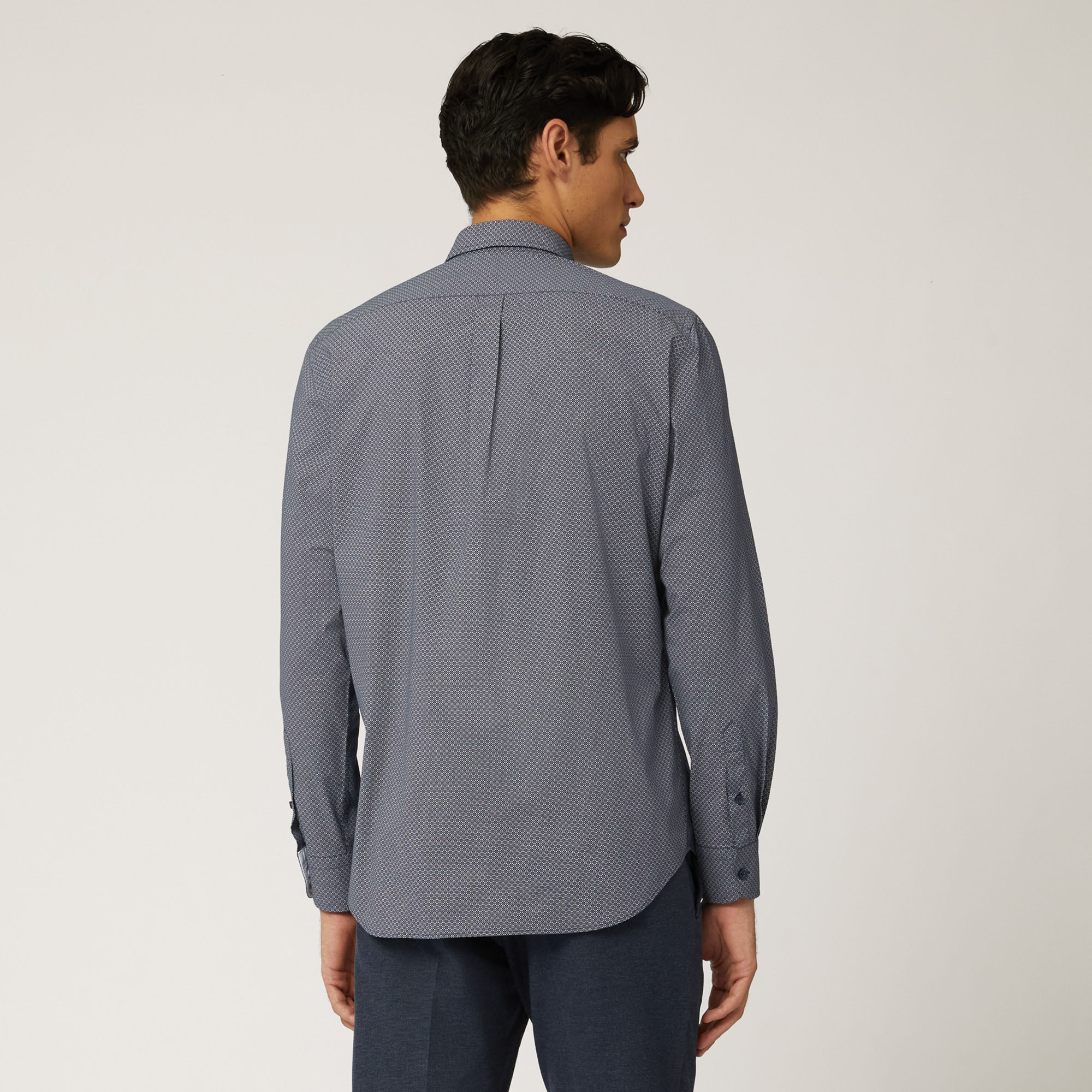 Two-Fabric Shirt With Contrasting Inner Detail, Blue, large image number 1