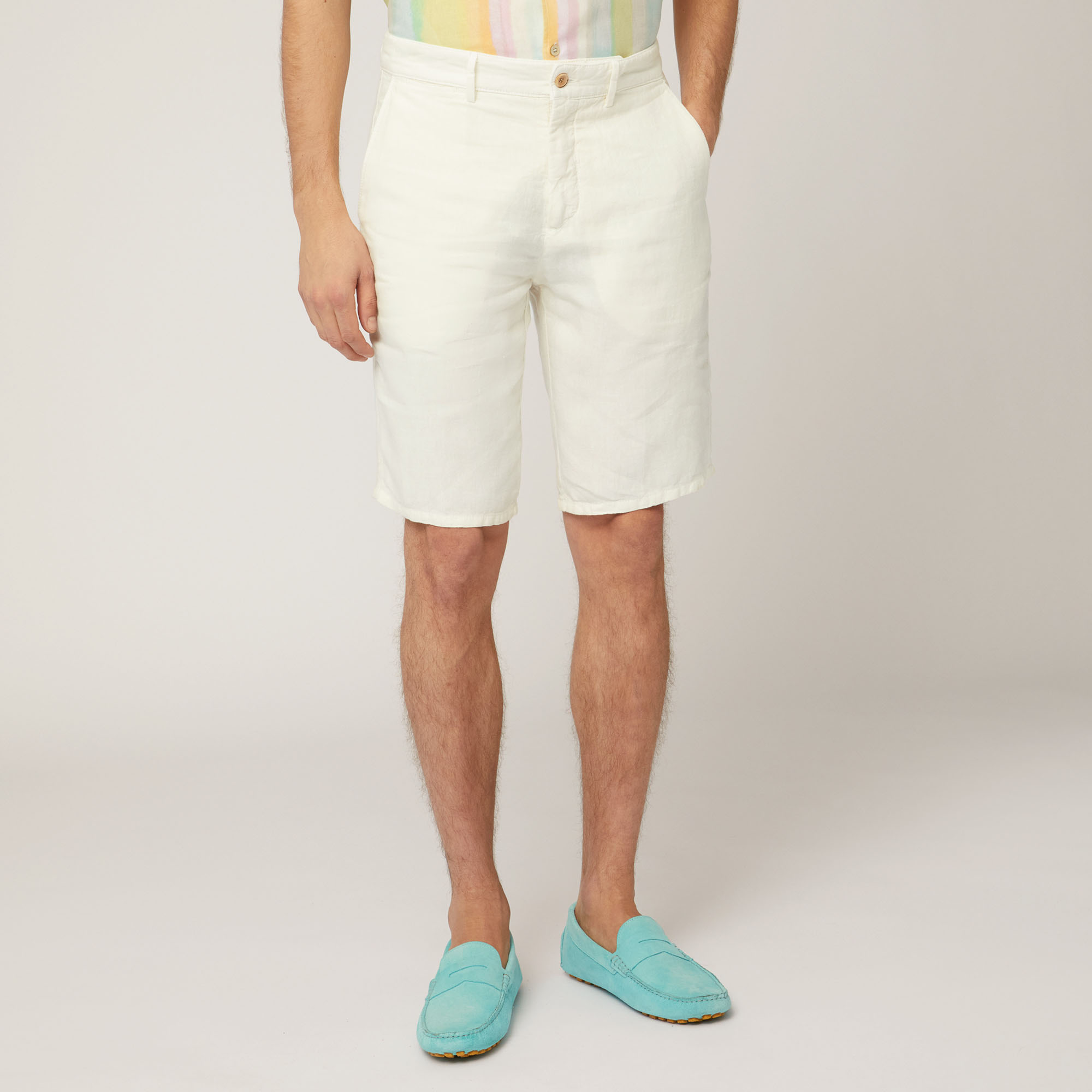 Linen Bermuda Shorts, Beige, large image number 0