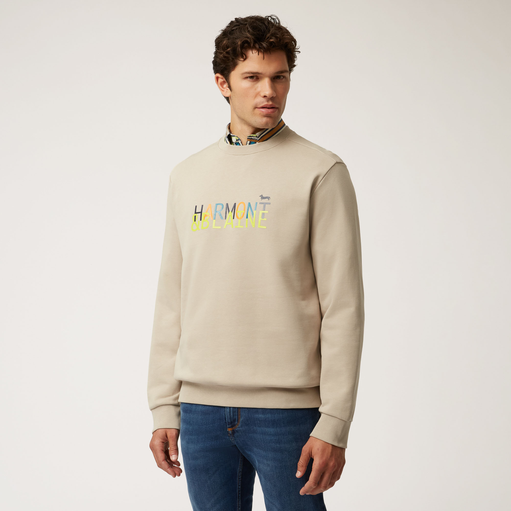 Elevate Dutility Crew-Neck Sweatshirt With Logo Print , Beige, large image number 0