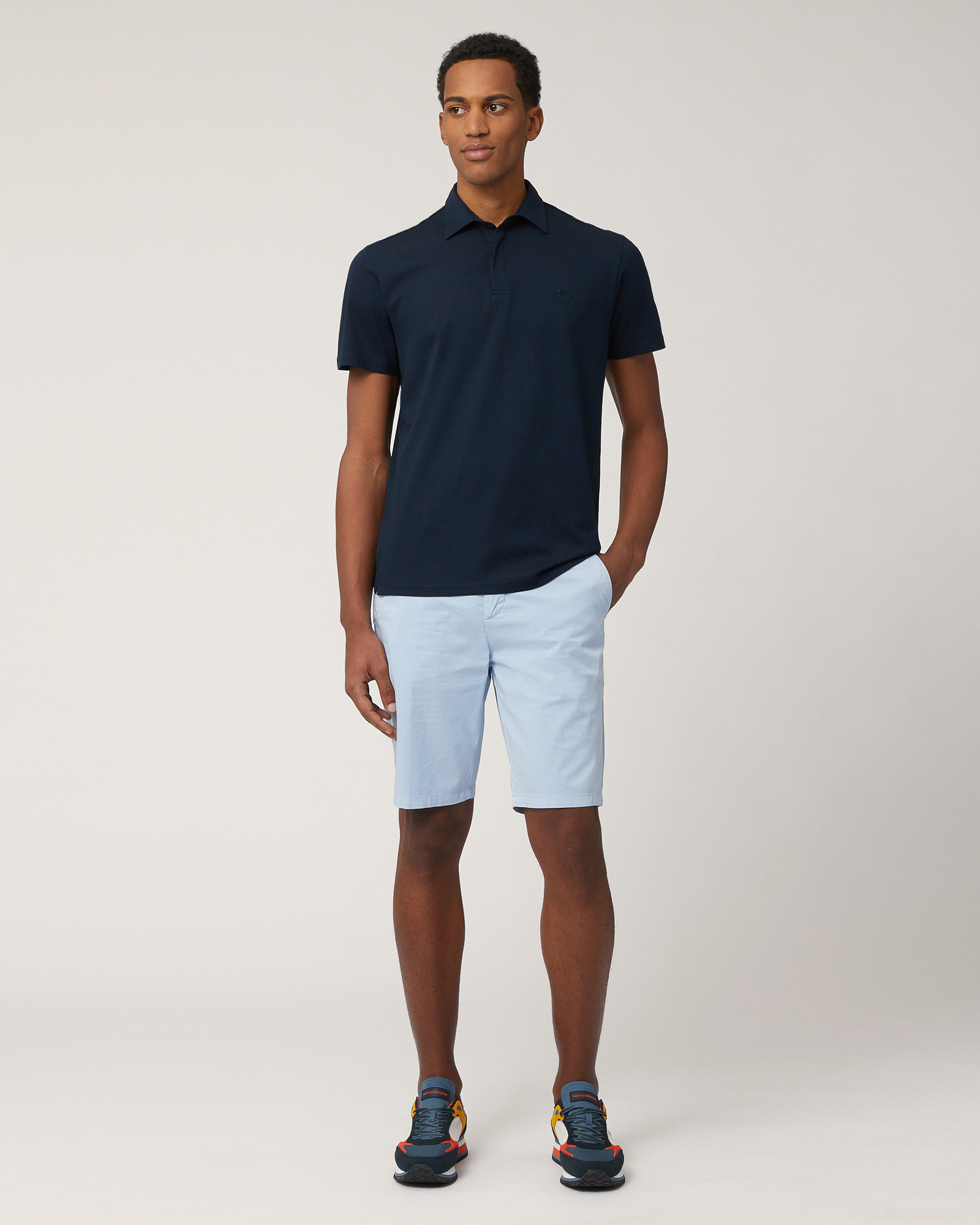 Cotton Bermuda Shorts with Drawstring, Light Blue, large image number 3