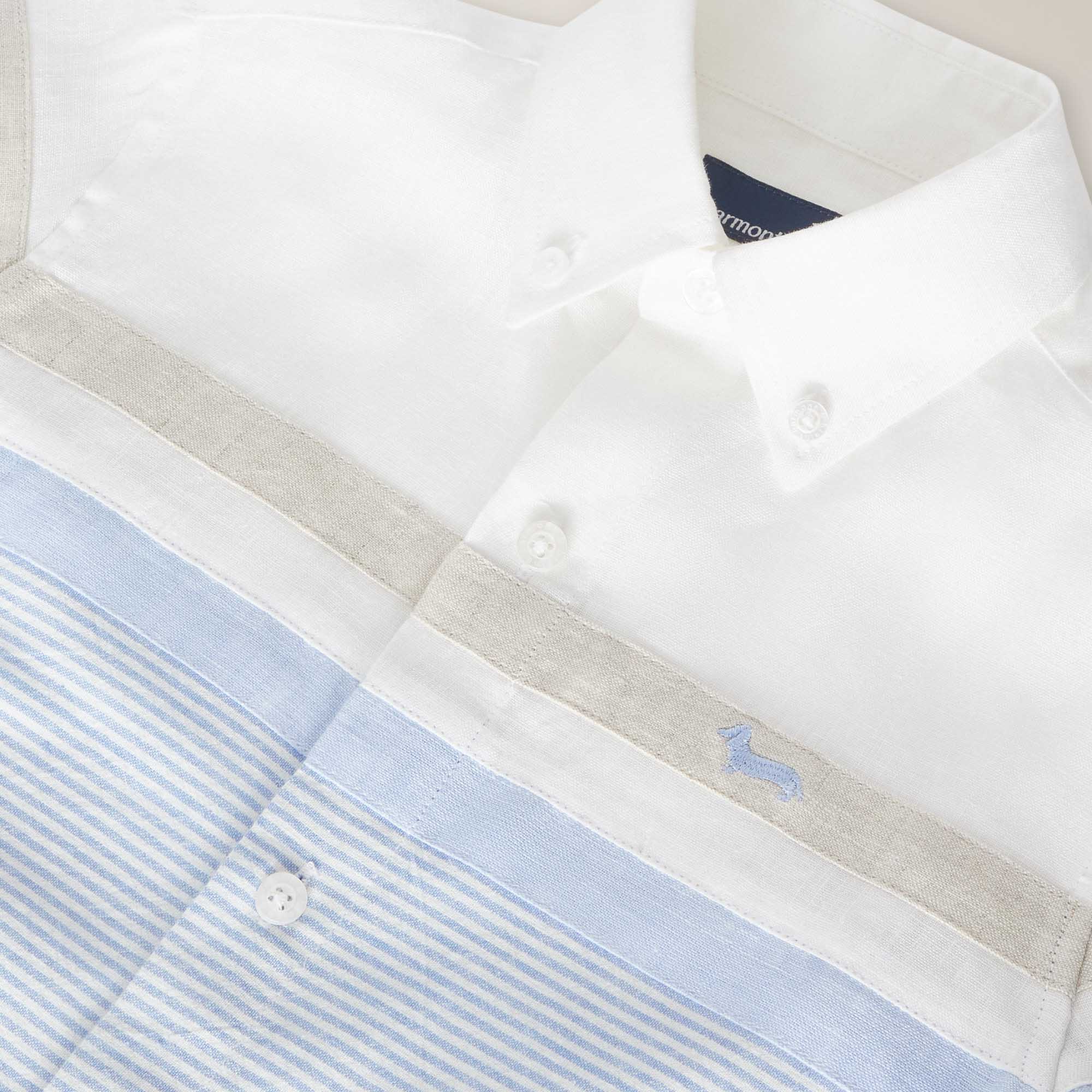 Special linen shirt with Dachshund embroidery, PALE SKY BLUE, large image number 2