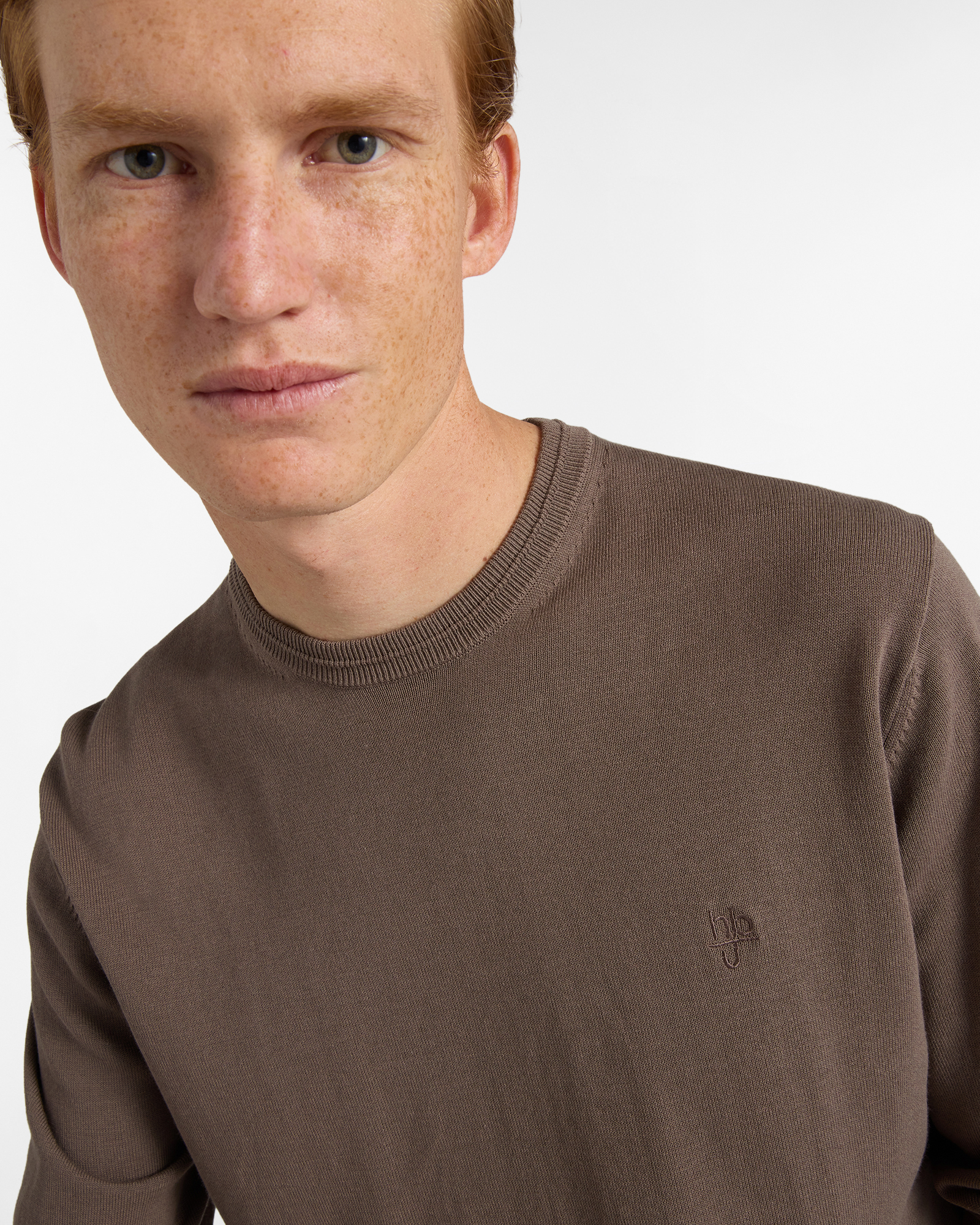 Girocollo Uomo in Cotone Crepe, Marrone chiaro, large image number 2