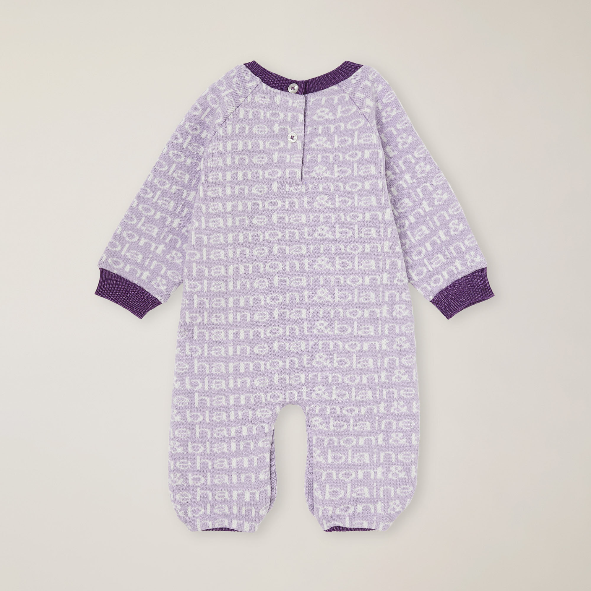 Knitted romper with logo inlay, Lilac, large image number 1