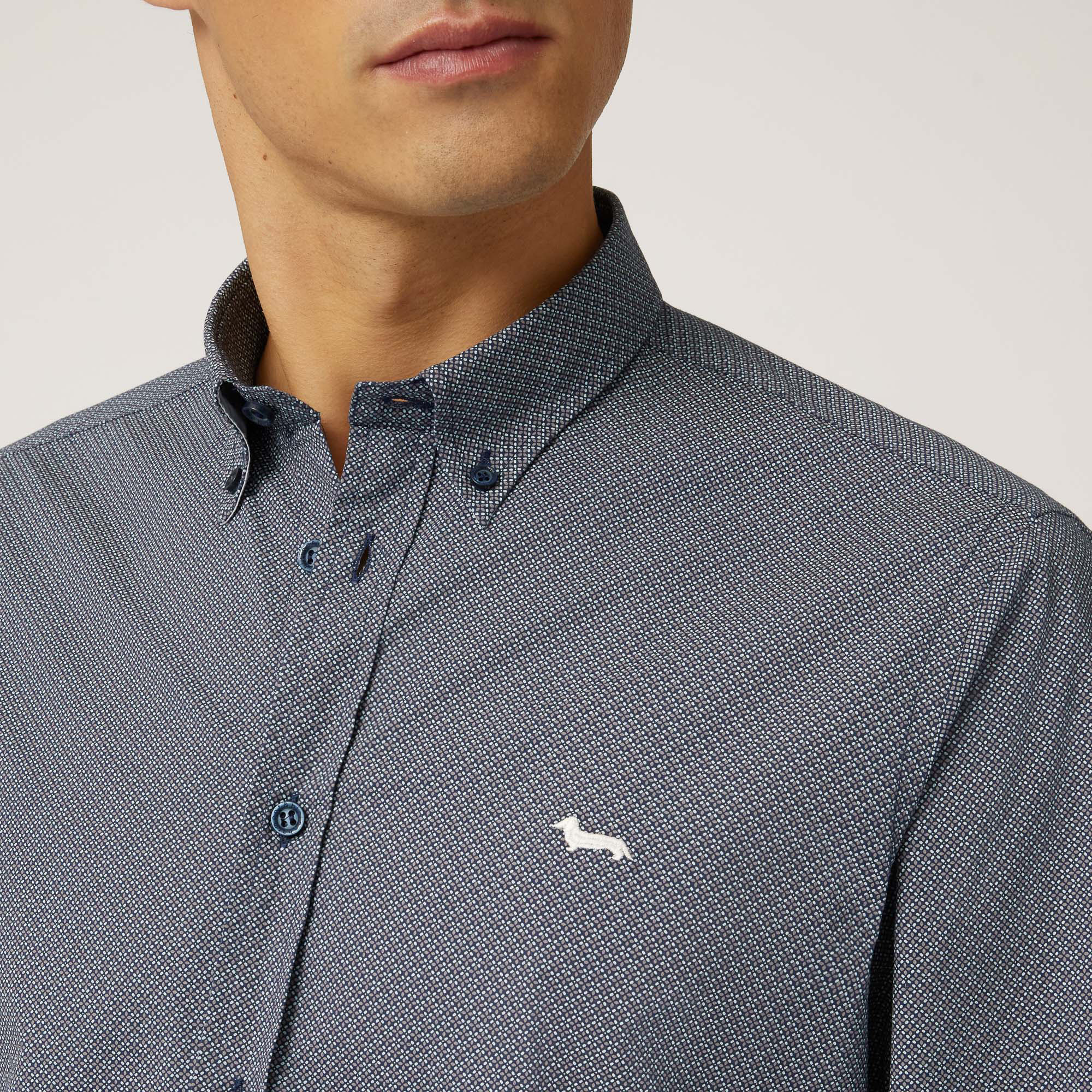 Two-Fabric Shirt With Contrasting Inner Detail, Blue, large image number 2