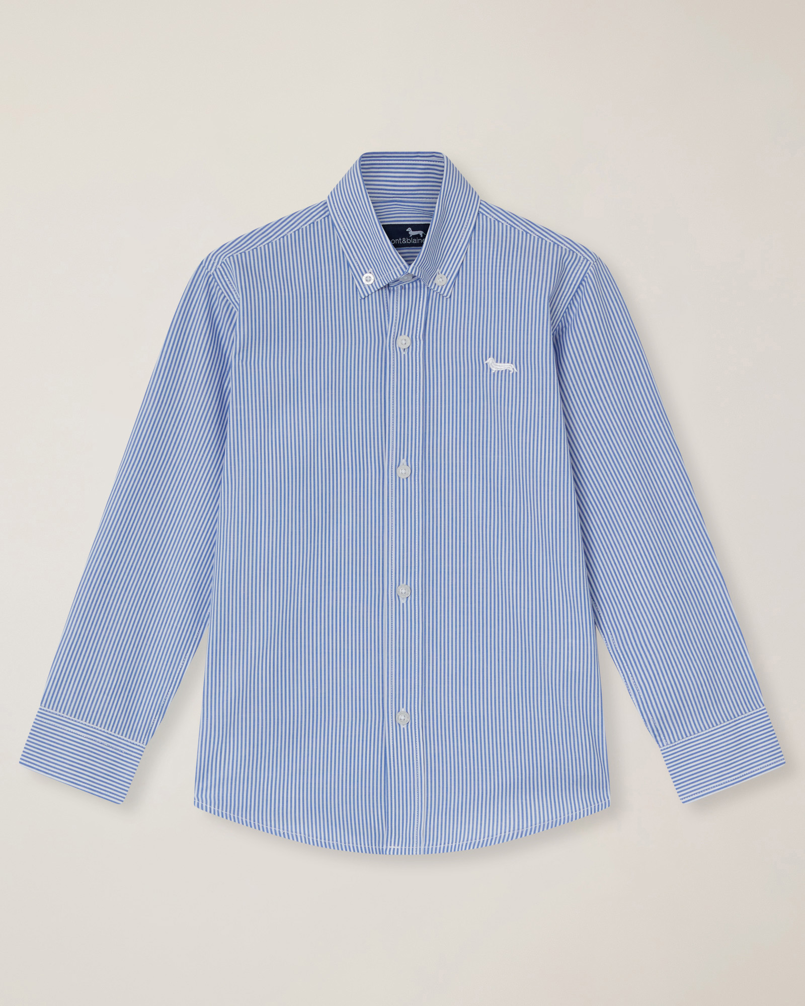 Striped shirt with logo embroidery, Light Blue, large image number 0