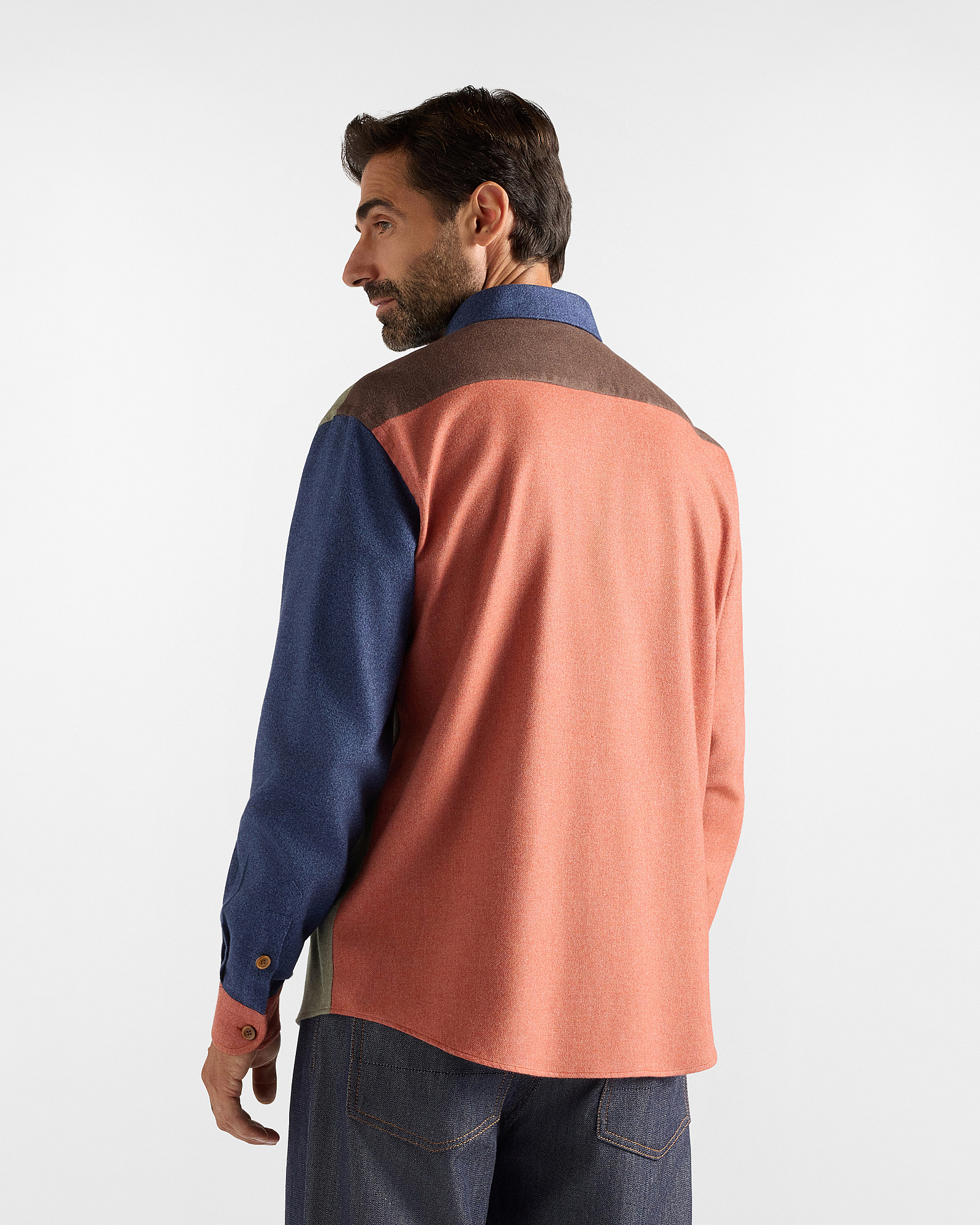 Men&rsquo;s Piazzetta oversized patchwork shirt in pure cotton flannel, MULTICOLOR, large