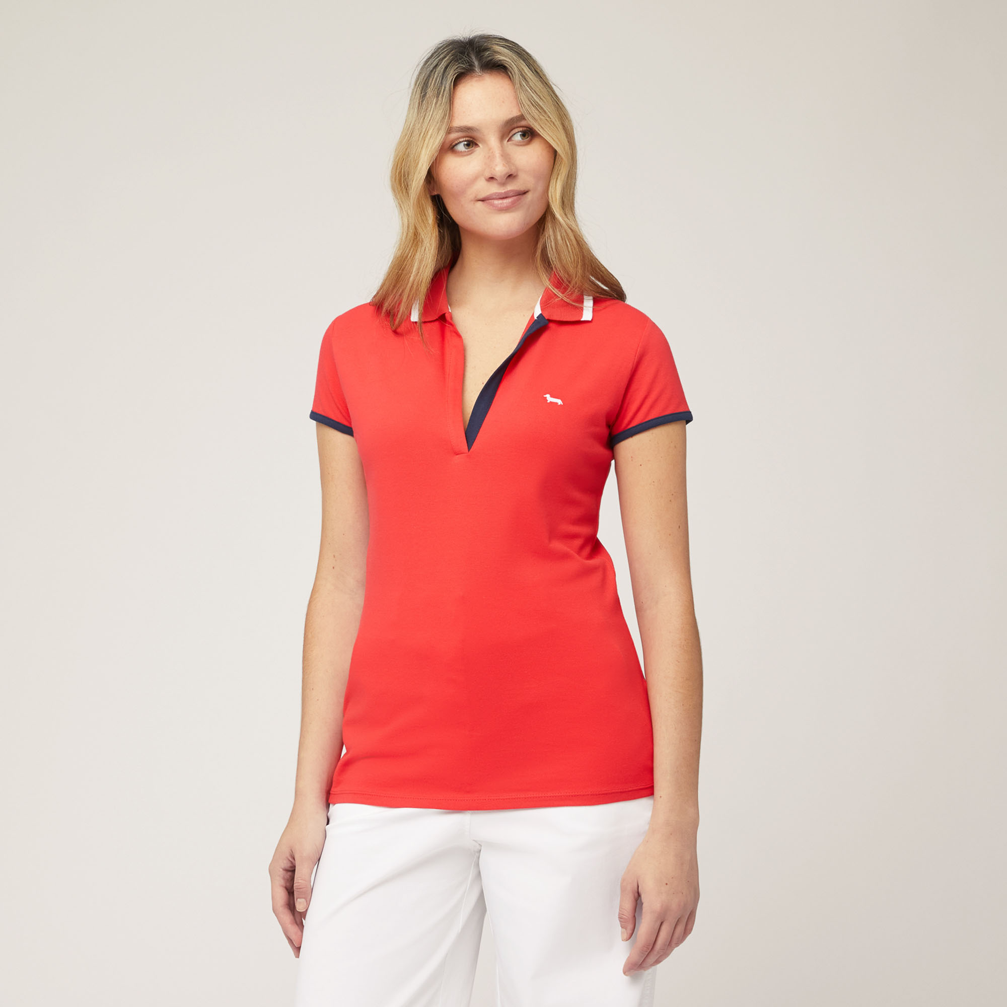 Buttonless Polo, Light Red, large