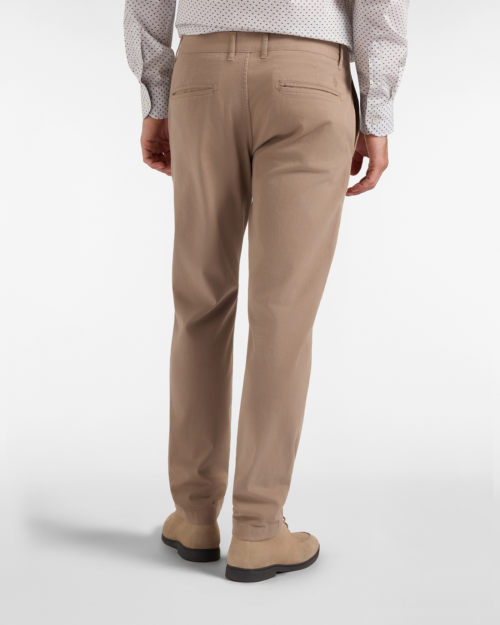 Pantalone Chino HBJ Uomo Narrow Fit in Gabardina di Cotone Stretch, BEIGE, large