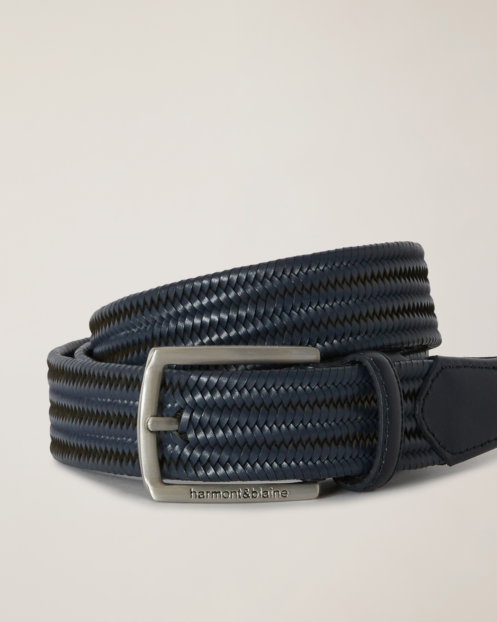 Woven Leather Belt, Blue, large image number 0