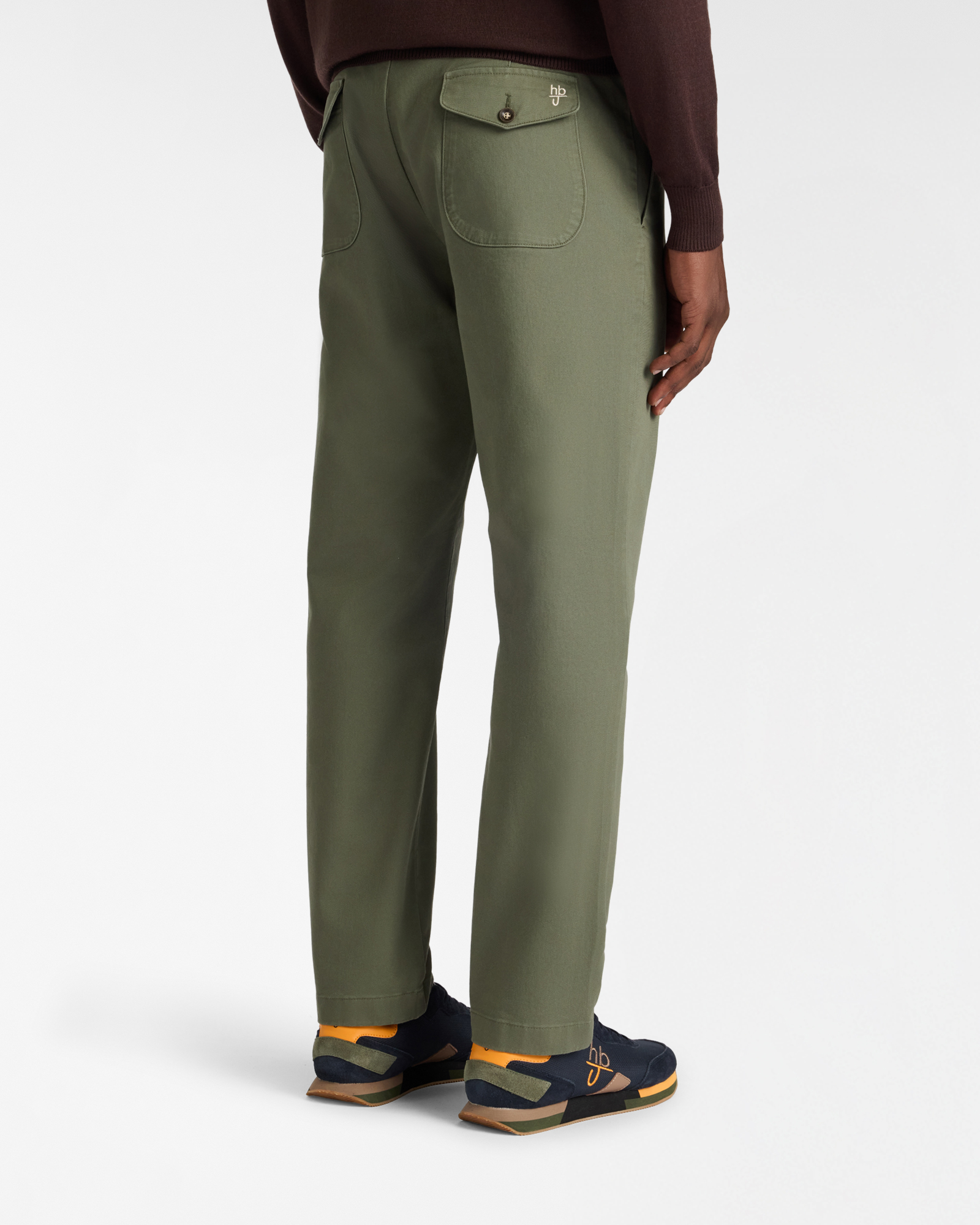 Pantaloni Cargo Carrot Fit in Cotone Stretch, Verde Oliva, large image number 1