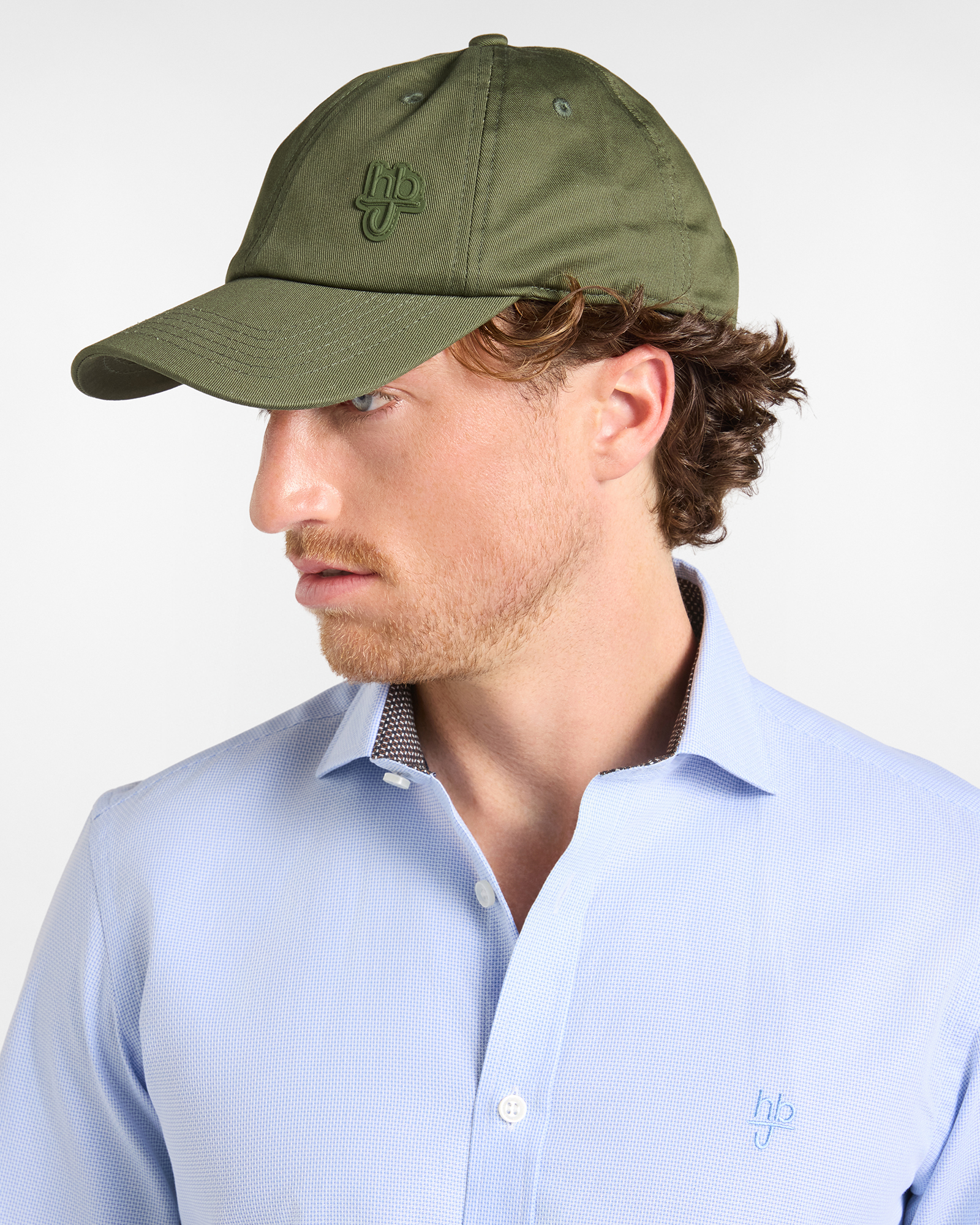 Baseball Cap HBJ Uomo con Patch Logo in Puro Cotone, VERDE, large