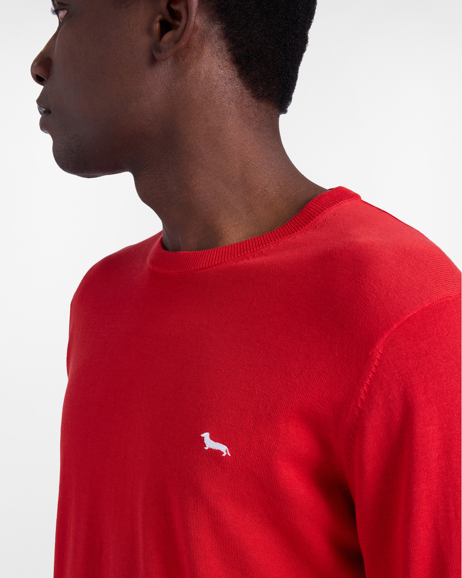 Cotton crewneck pullover, Red, large image number 2