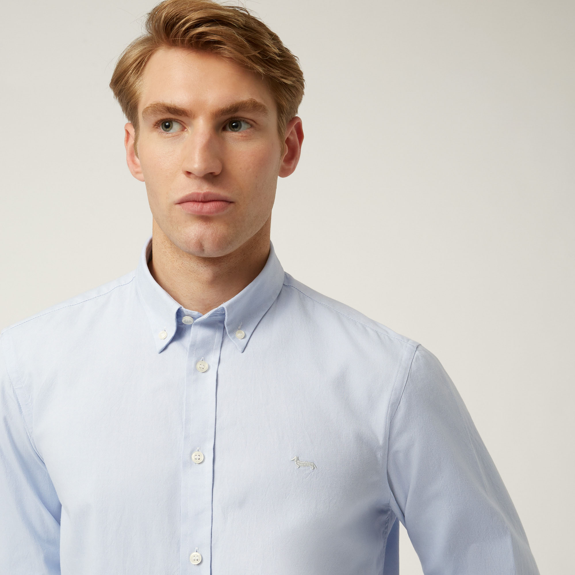 Camicia Essentials in cotone tinta unita, Blu Chiaro, large image number 2