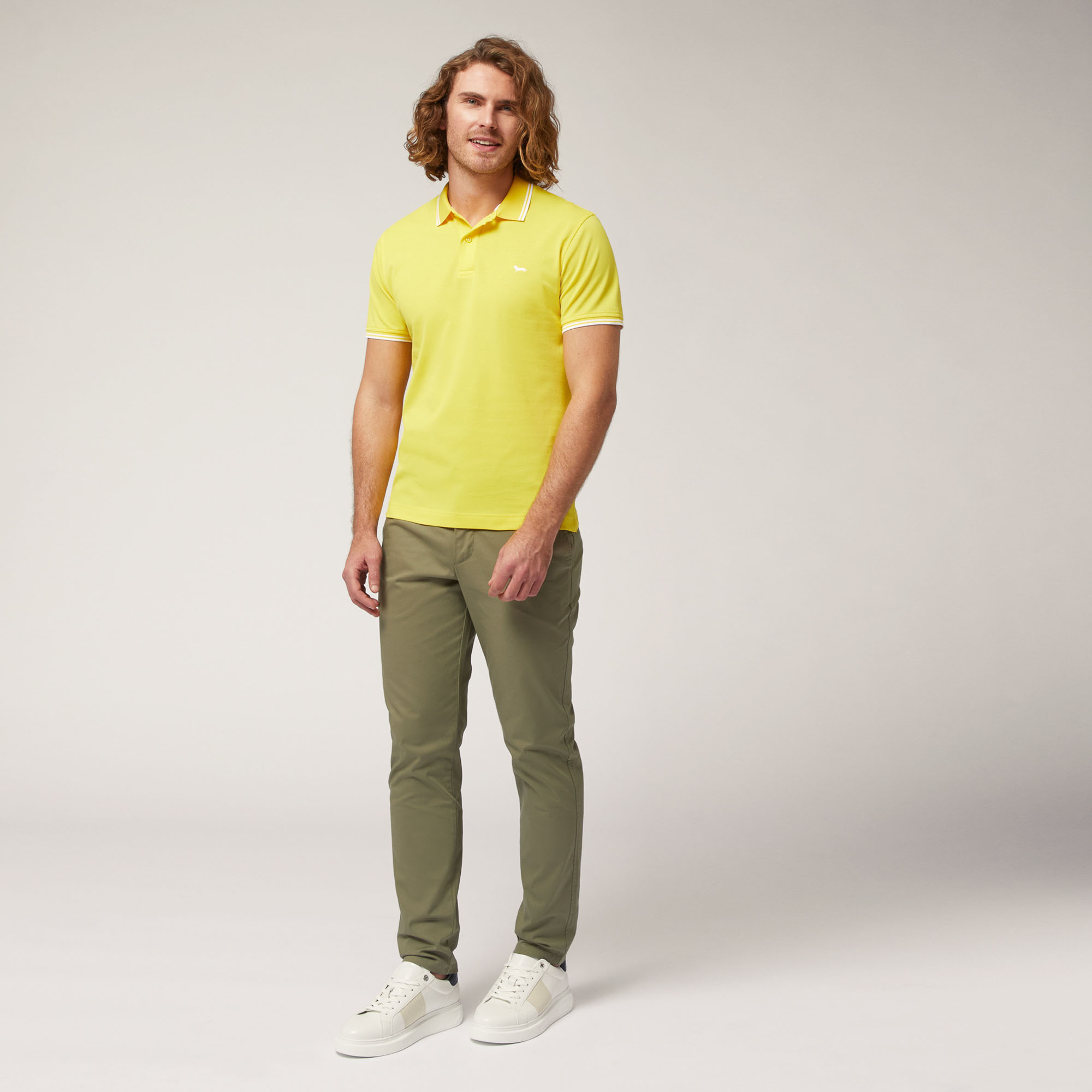 Polo with Contrasts, Light Yellow, large image number 3
