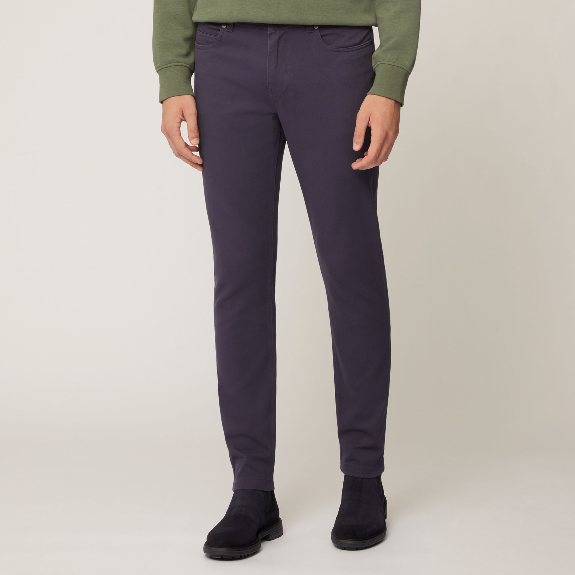 Pantalone Cinque Tasche In Twill Di Cotone, Light Blue, large image number 0