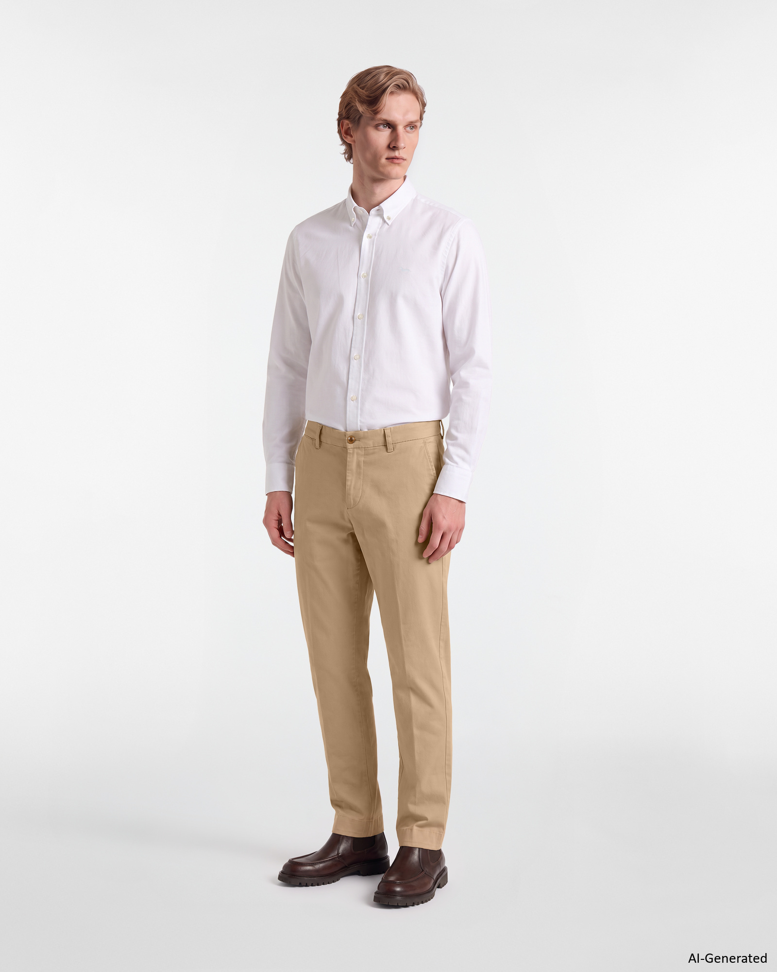Pantalone Chino Uomo Loose, BEIGE, large