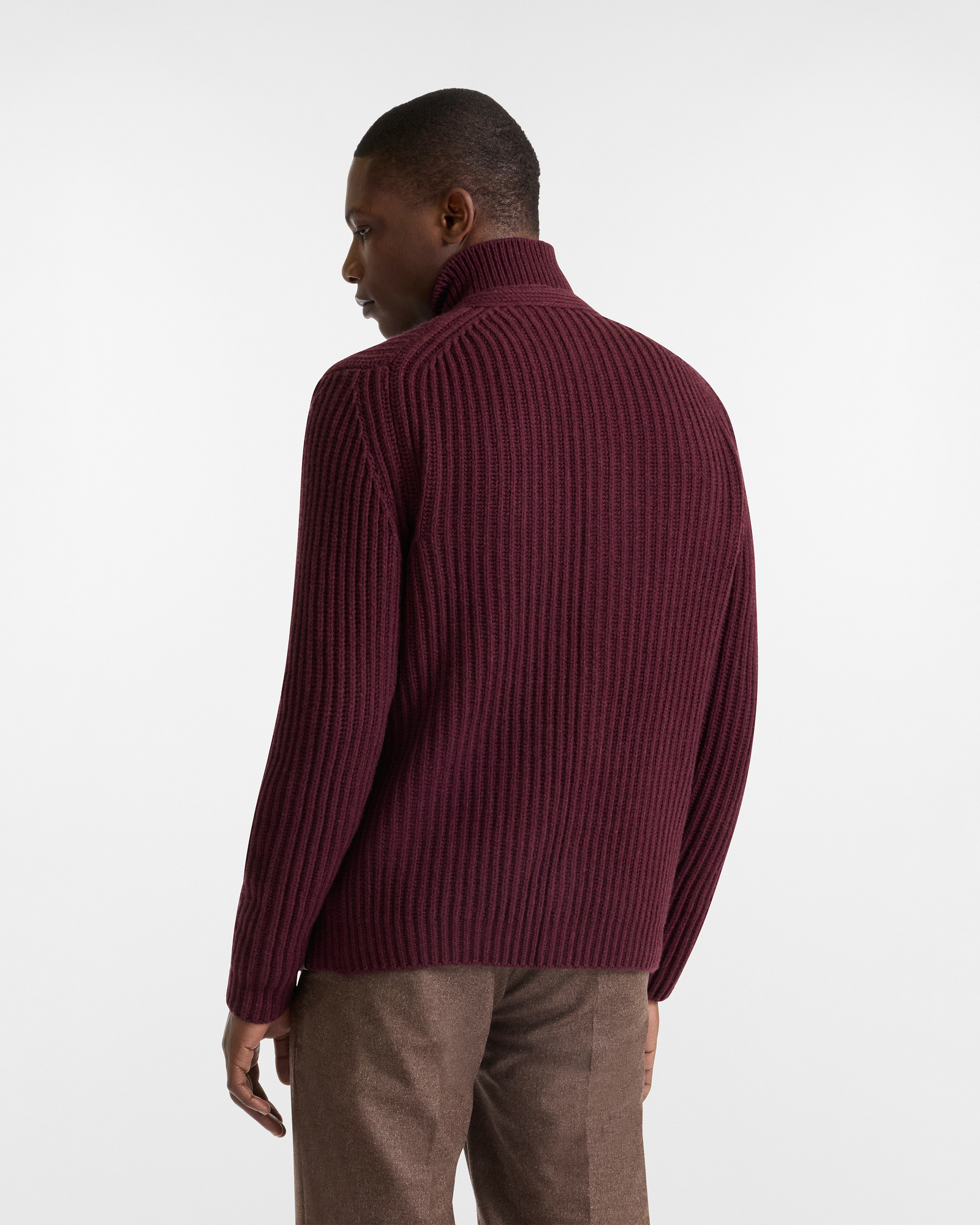 3D Effect English Ribbed Cardigan, Dark Red, large image number 1