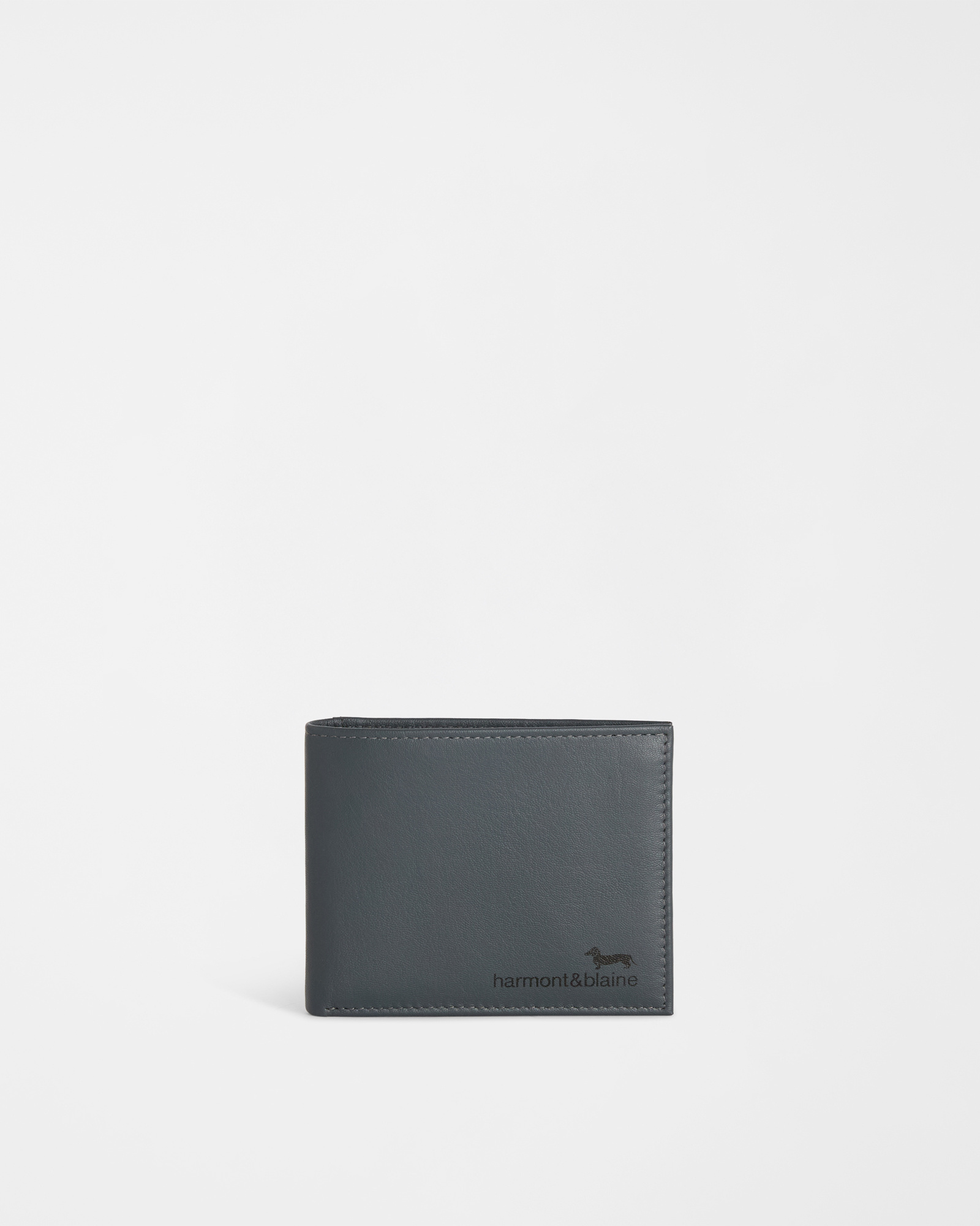 Leather Wallet with Logo, Anthracite, large