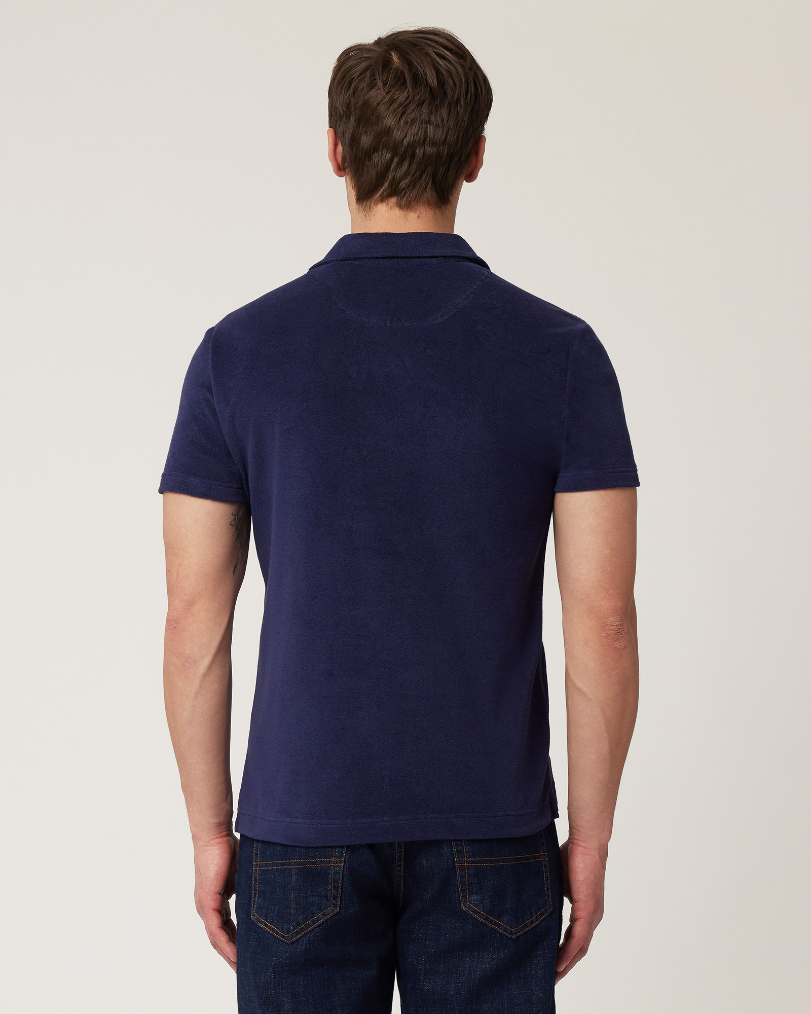 Terry Cotton Polo, Navy Blue, large image number 1