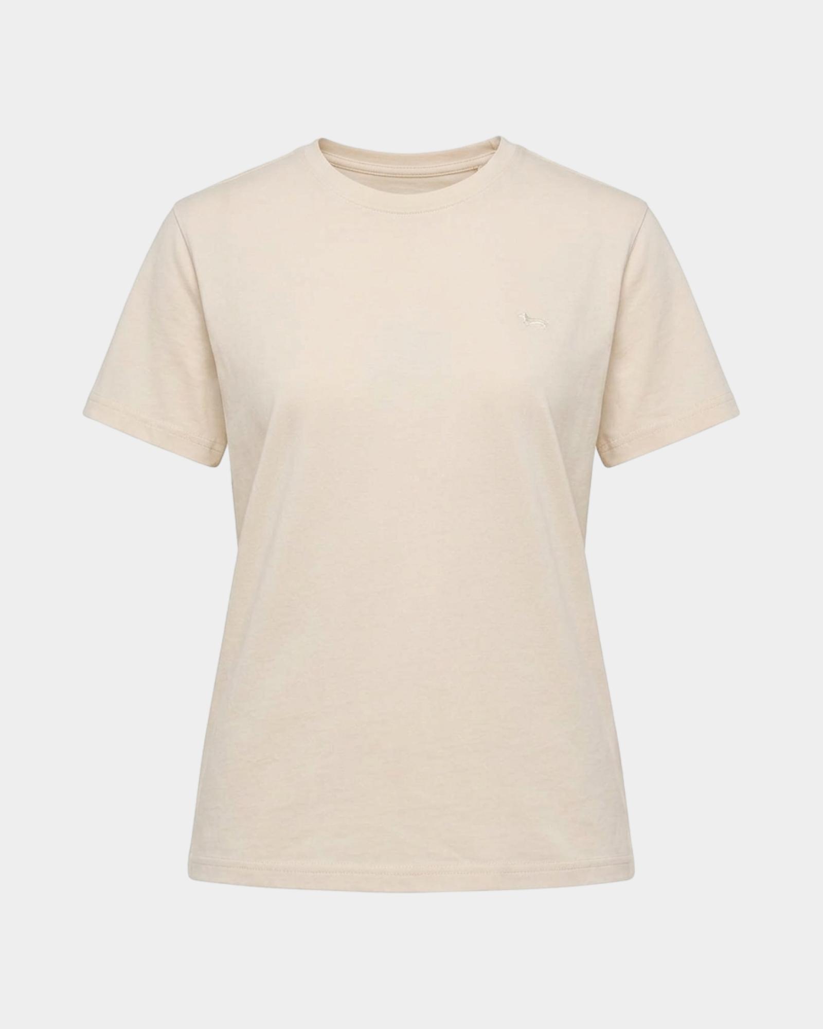 Women's  100% pure cotton round neck T-shirt, BEIGE, large