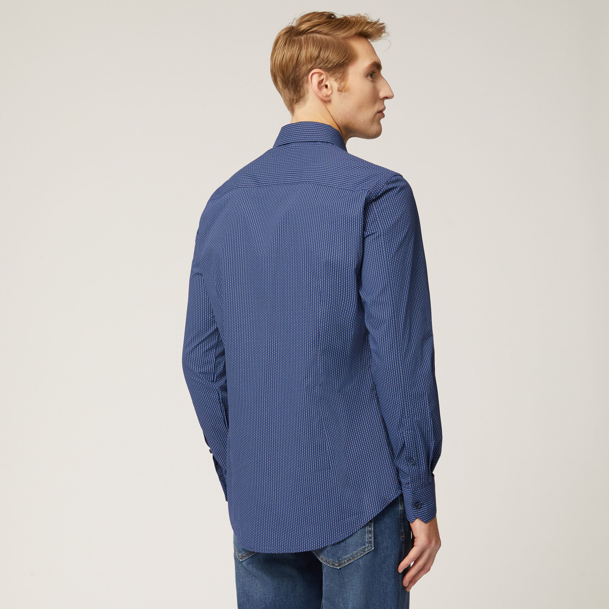 Camicia Hbj Con Microfantasia All-Over, Blu, large image number 1