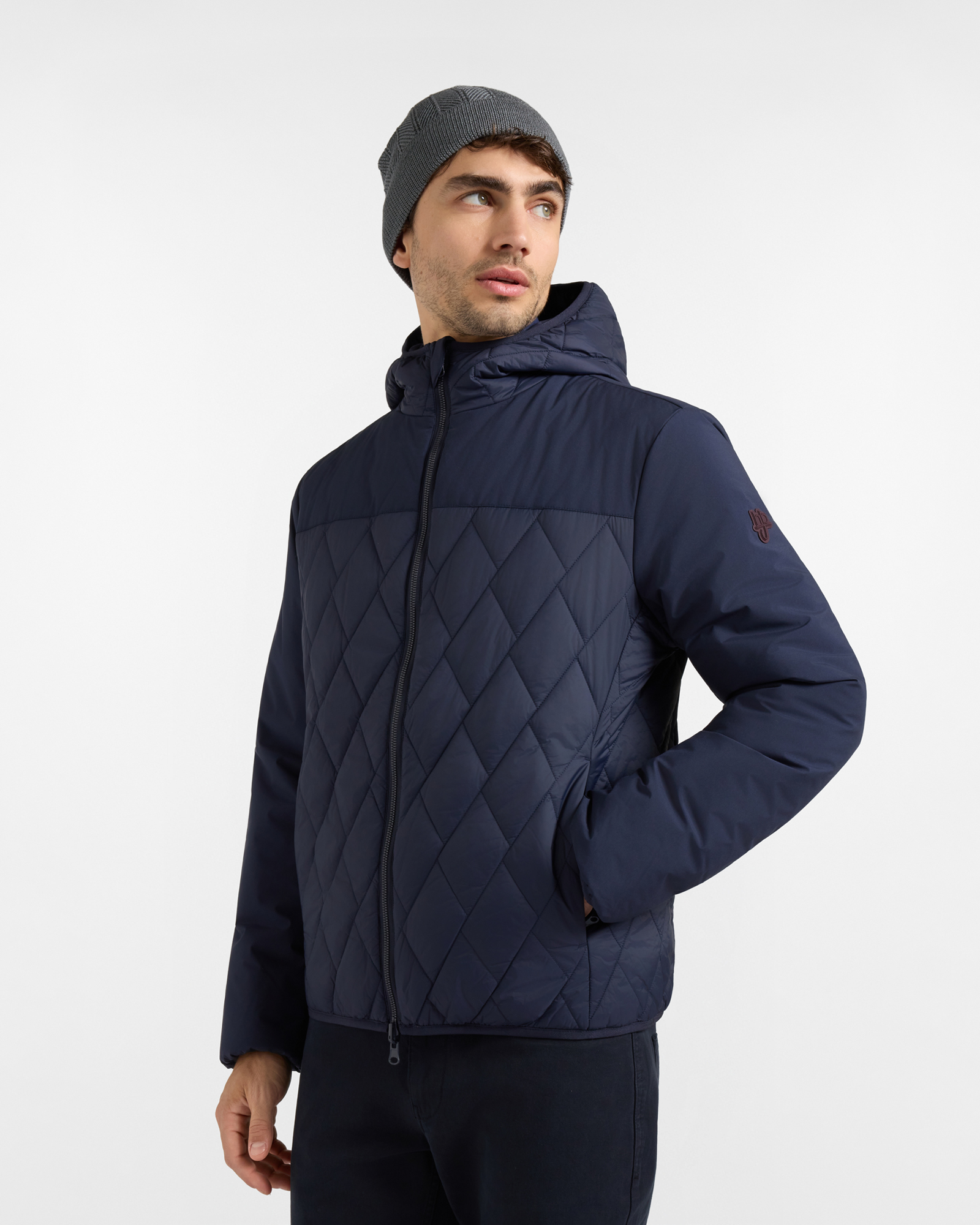 Giubbino HBJ Uomo reversibile trapuntato in nylon tecnico blu scuro