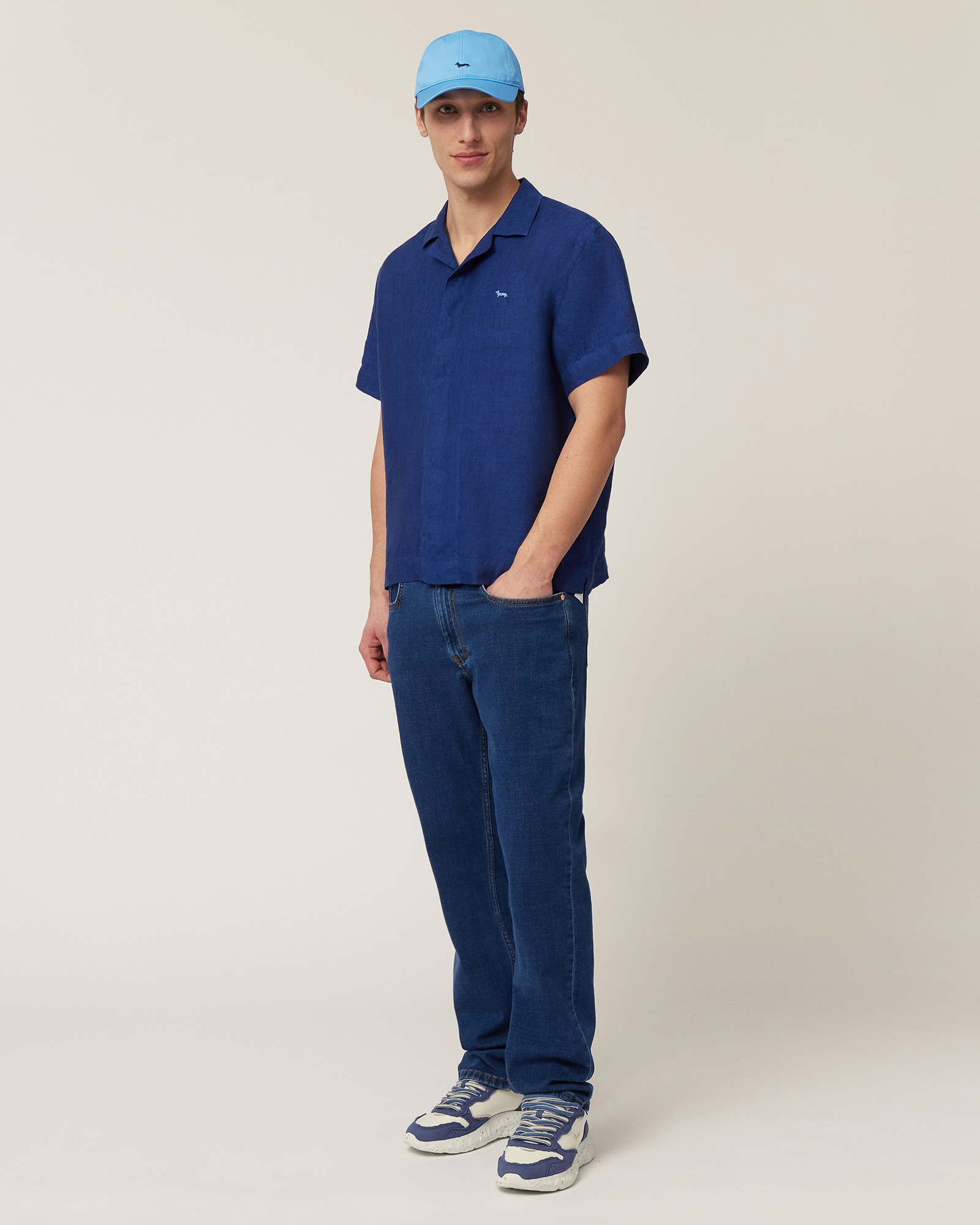 Chemise Bowling En Lin, Bleu nuit, large image number 3