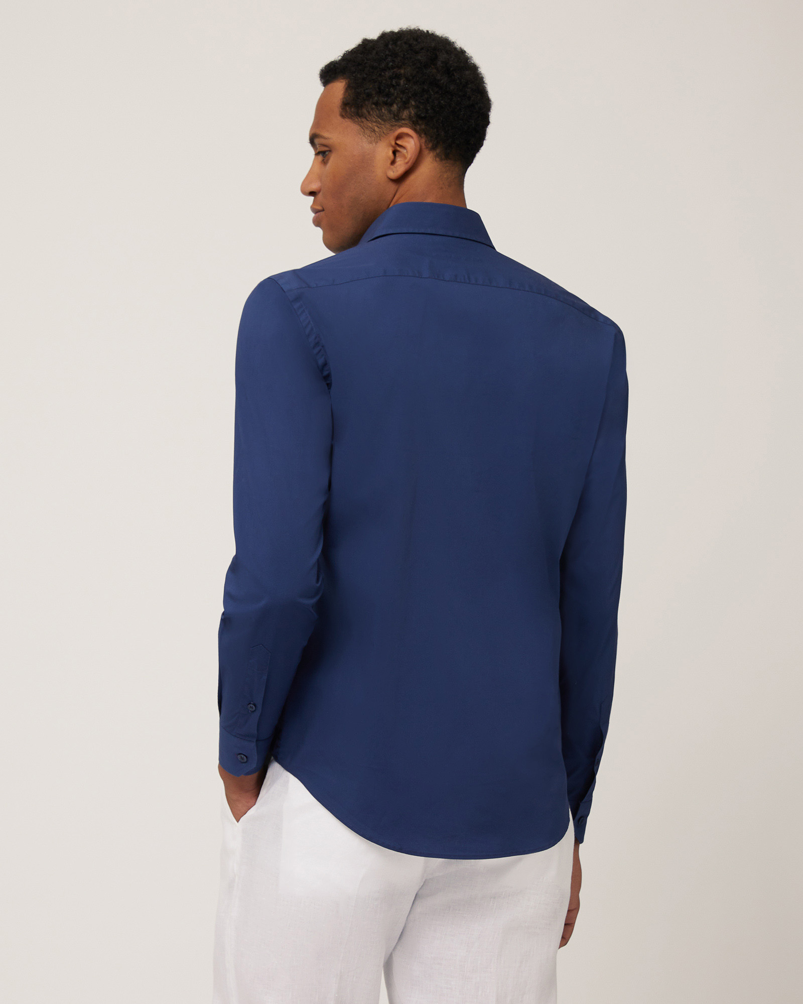 Camicia In Cotone Stretch, Bluette, large image number 1