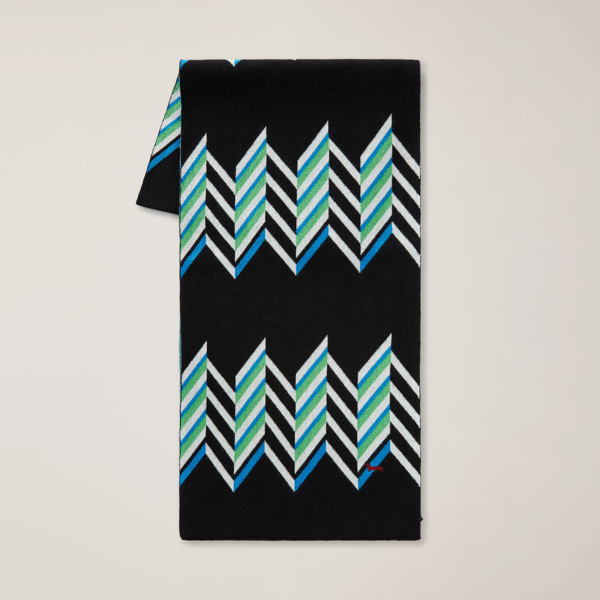 &Eacute;charpe En Coton Et Laine Avec Motif G&eacute;om&eacute;trique Ski Lounge, Noir, large image number 0