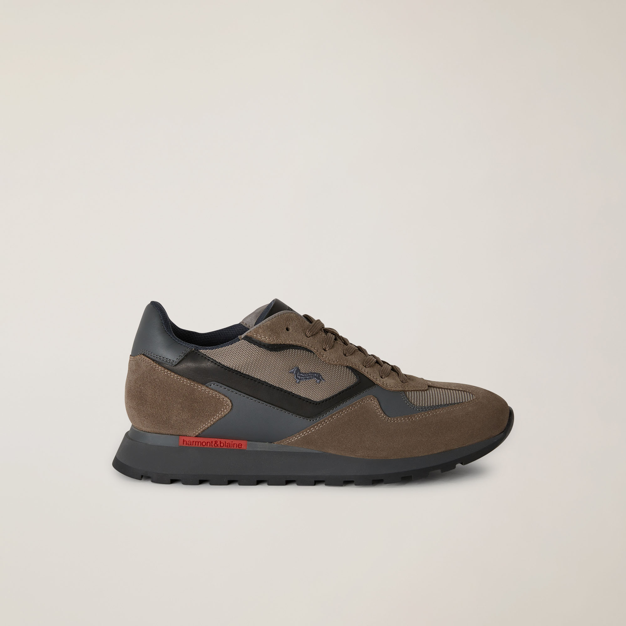 Sneaker Da Running In Mix Di Materiali Con Inserti A Contrasto, Beige/Grigio, large image number 0
