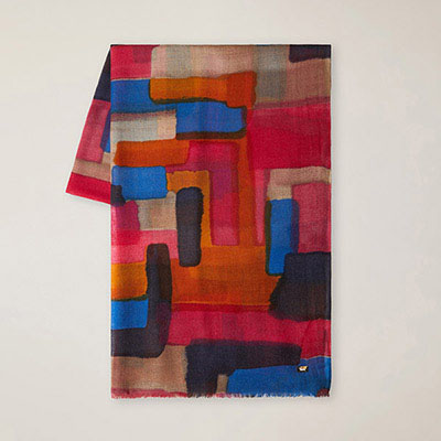 Wool Scarf With Brushstroke Print
