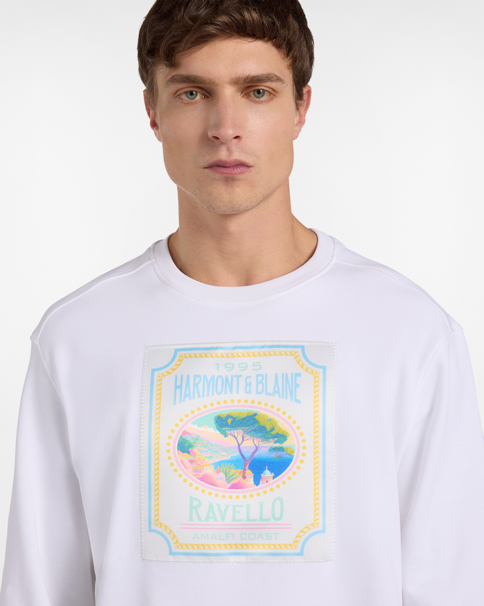  Harmont&blaine Harmont&blaine - Sweat-shirt Homme De La Collection Capsule Postcard En Coton, Homme, Blanc, Taille: S 