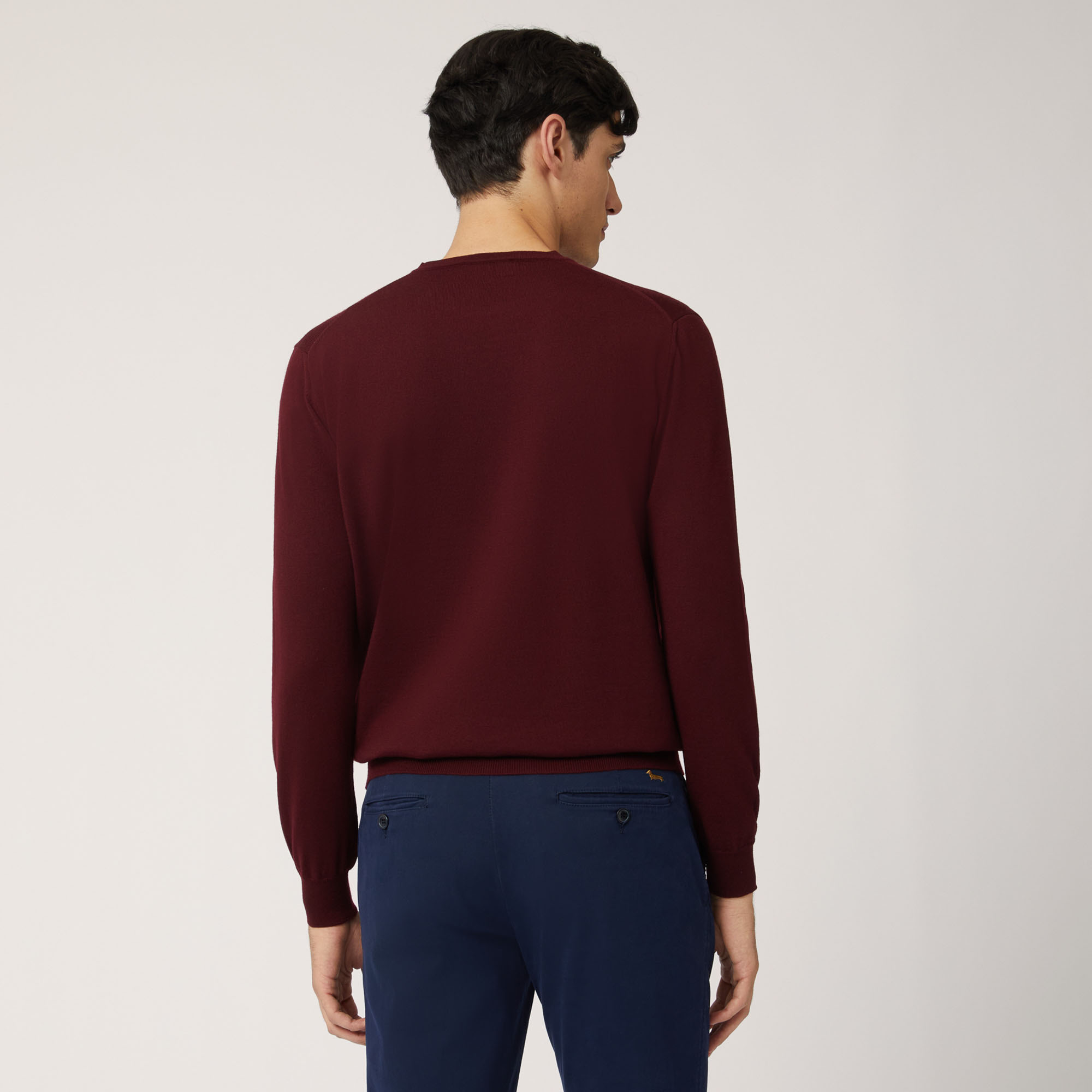 Pullover Girocollo In Lana Merino, Bordeaux, large image number 1