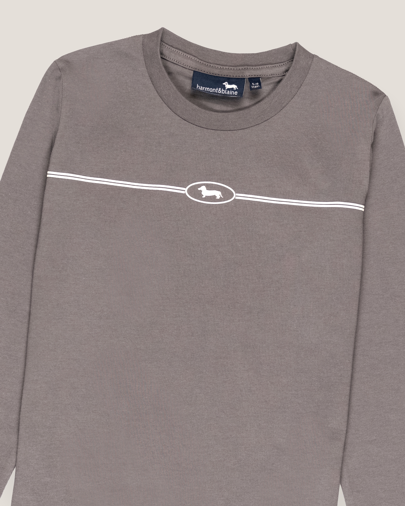 Long-sleeve t-shirt with minimal print, Dark Grey, large