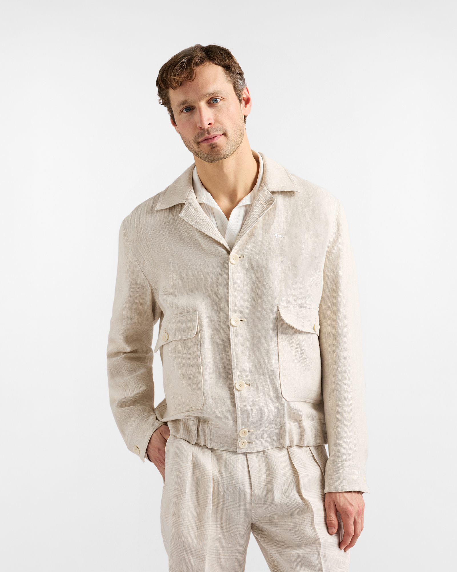 Men's Craftsmanship in Color bomber jacket in pure linen