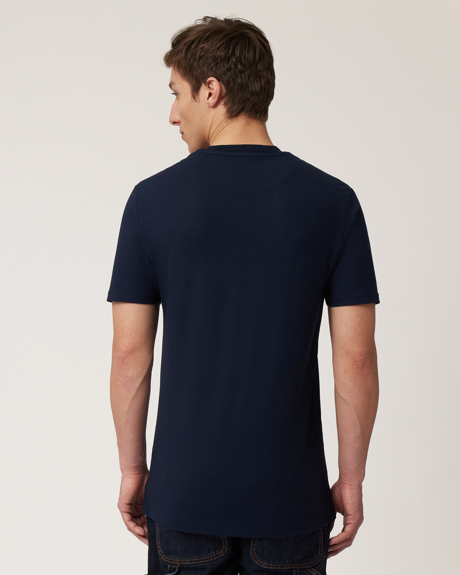 Crepe jersey T-shirt, Navy Blue, large image number 1