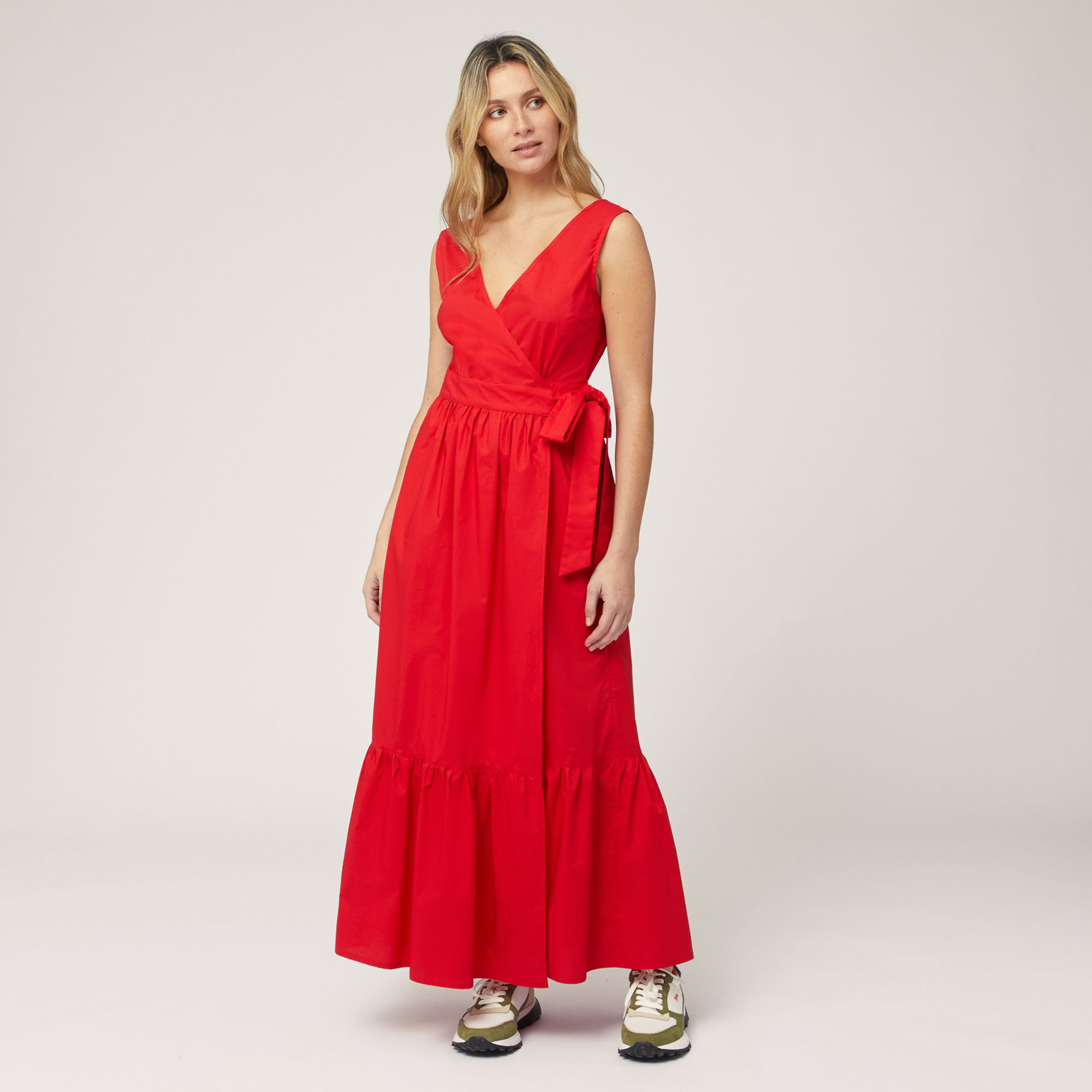 Cotton Wrap Dress, Light Red, large image number 3