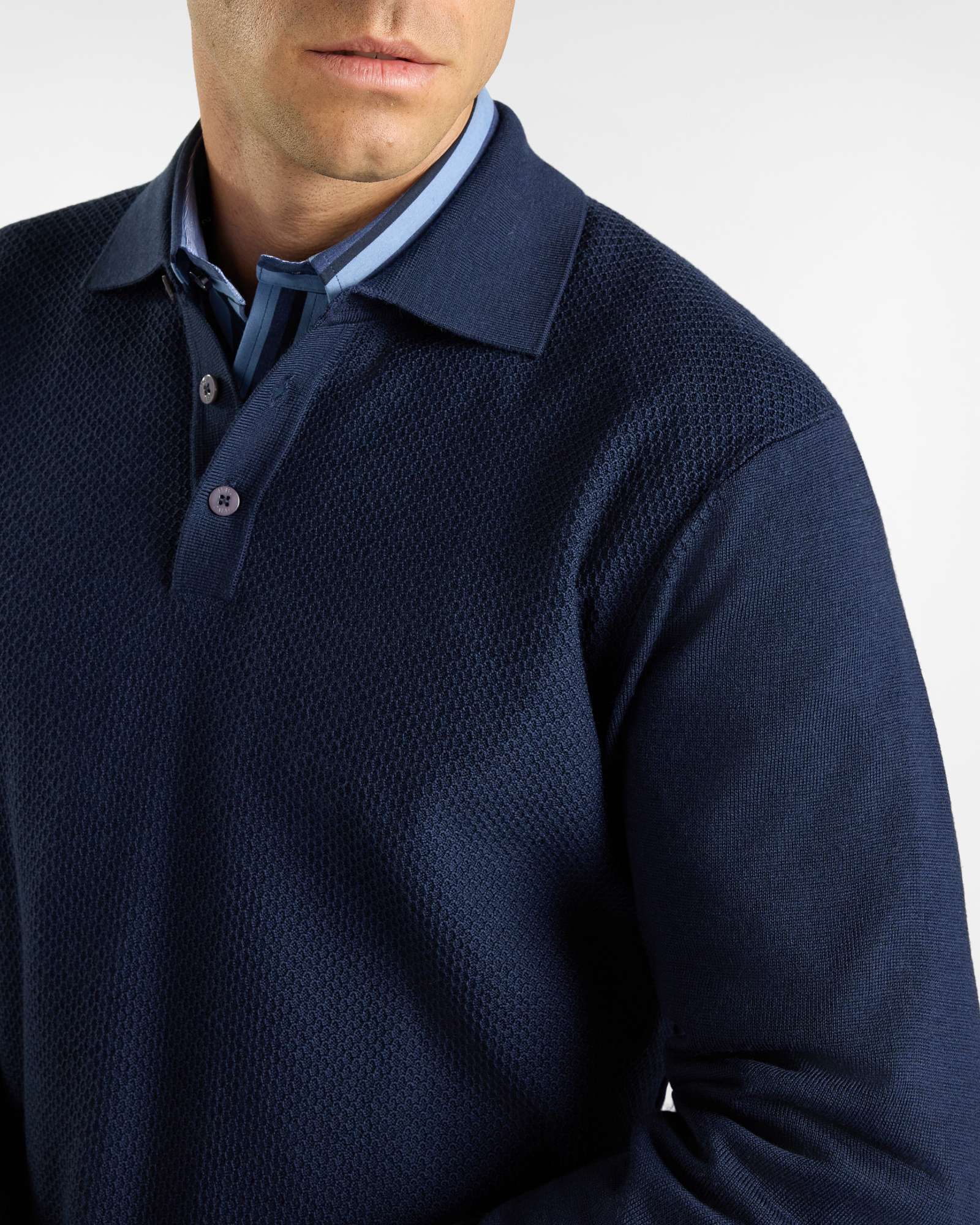 Maglia Polo HBJ Uomo in pura lana, BLU SCURO, large