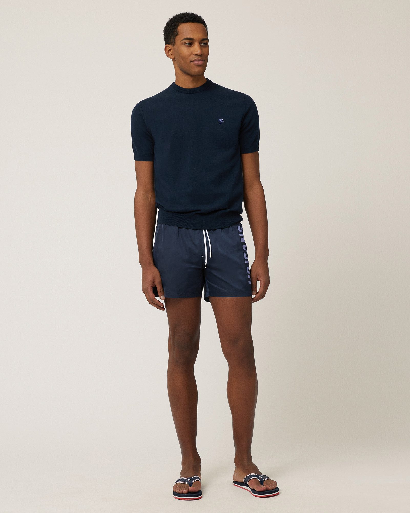 Swim Shorts with Lettering, Dark Blue, large image number 3