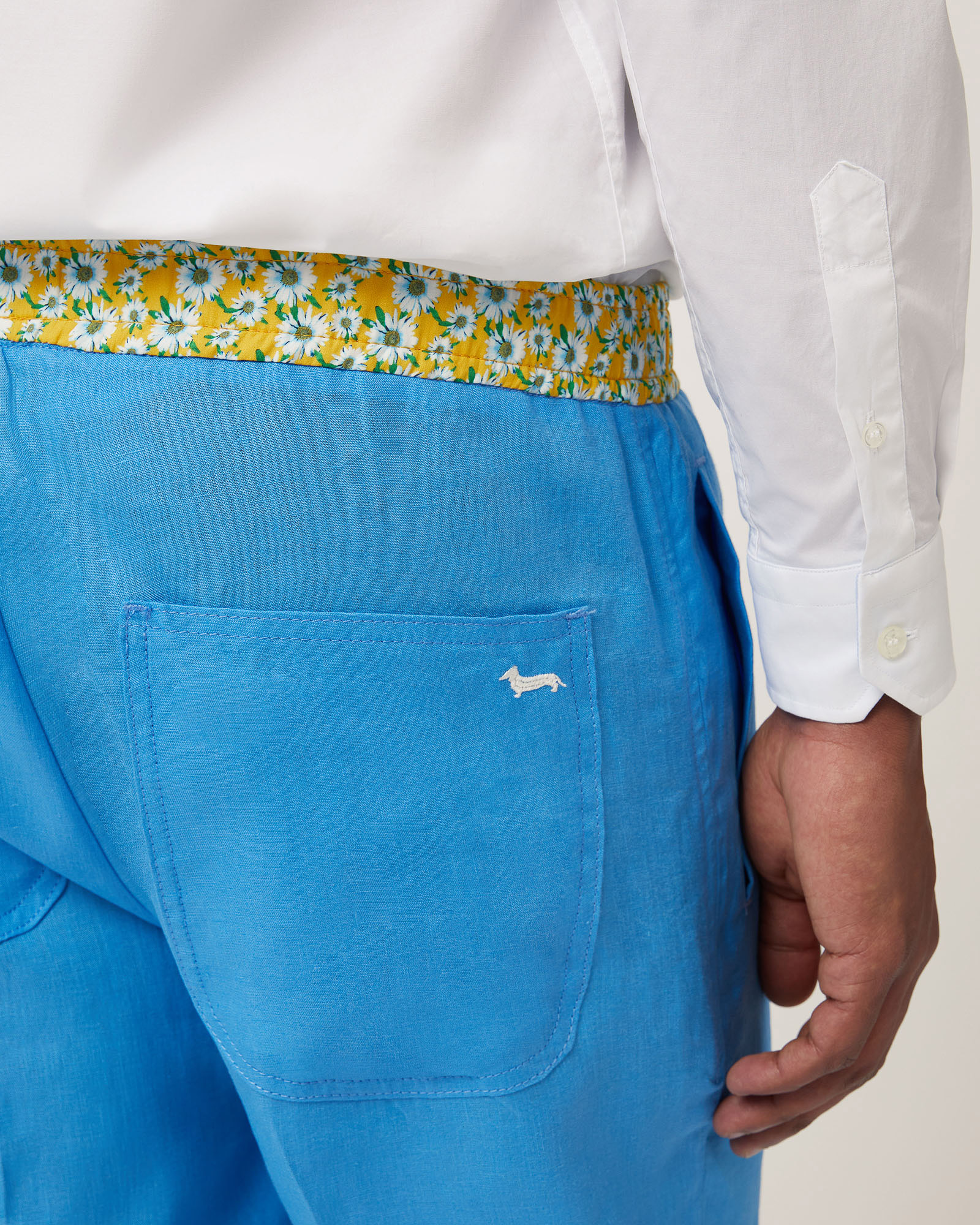 Linen Pants with Daisies, Light Blue, large image number 2