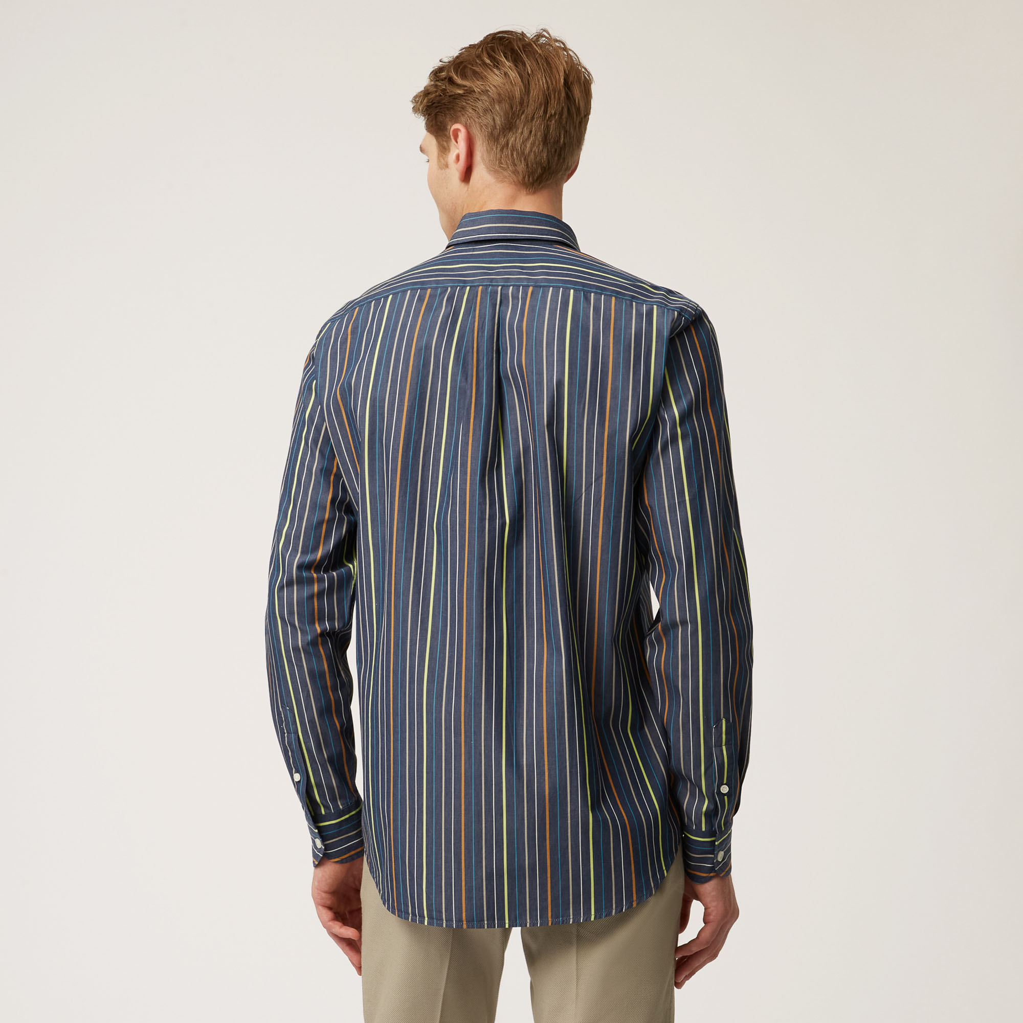 Camicia In Cotone A Righe Multicolor, Blu Scuro/Multicolor, large image number 1