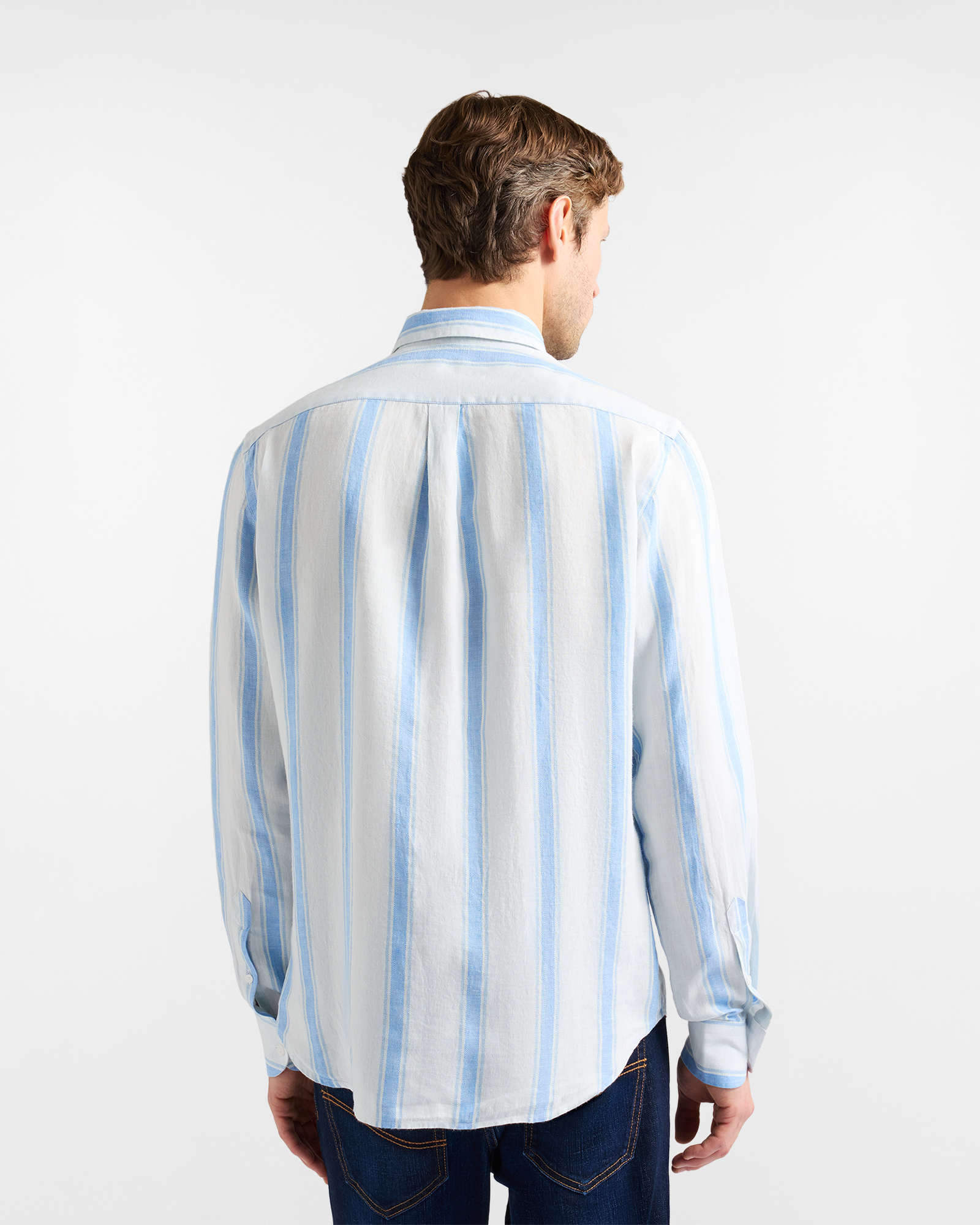 Men's linen shirt with wide stripe