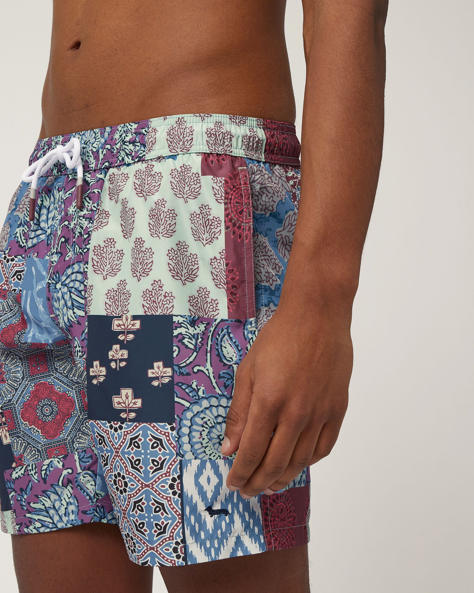 Batik Print Swim Trunks, Azzurro, large image number 2