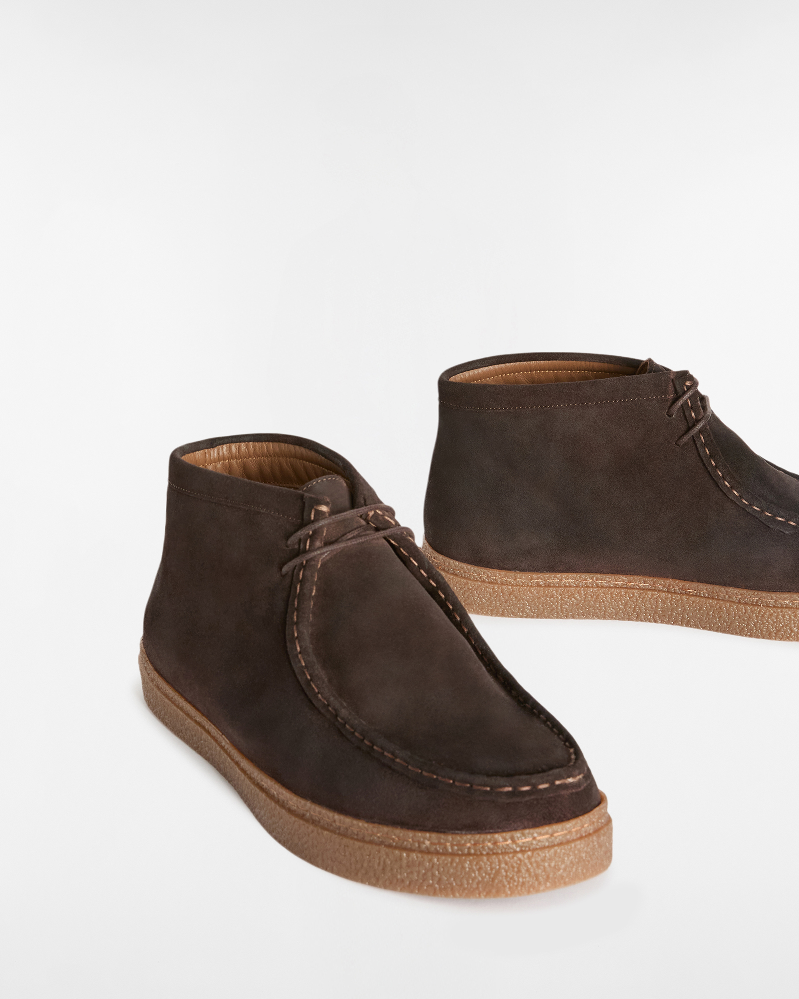 Suede Ankle Boots with Contrast Sole, Brown, large image number 3