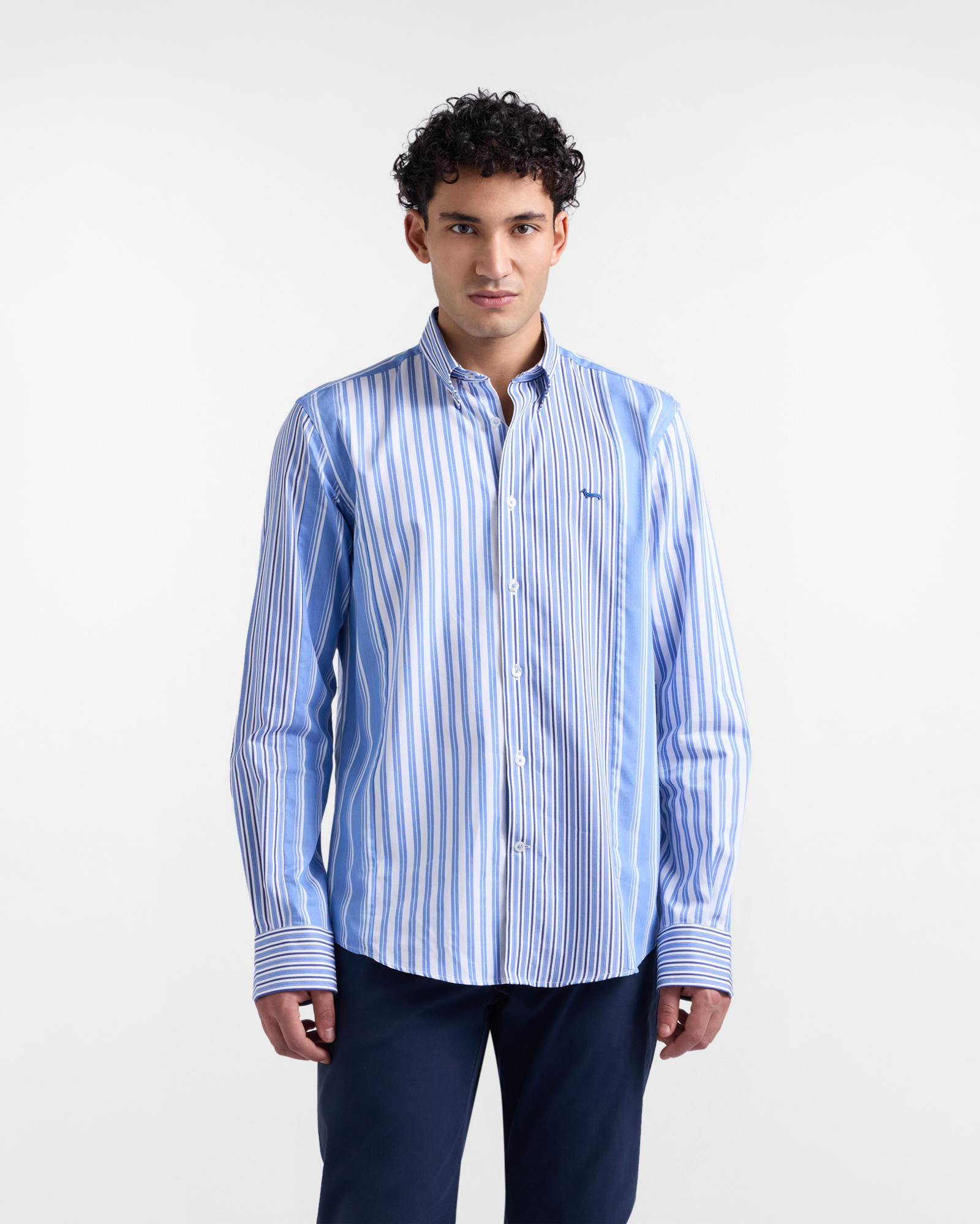 Harmont&Blaine - Camicia Uomo Patchwork di Righe, Uomo, Celeste, Taglia: 4XL