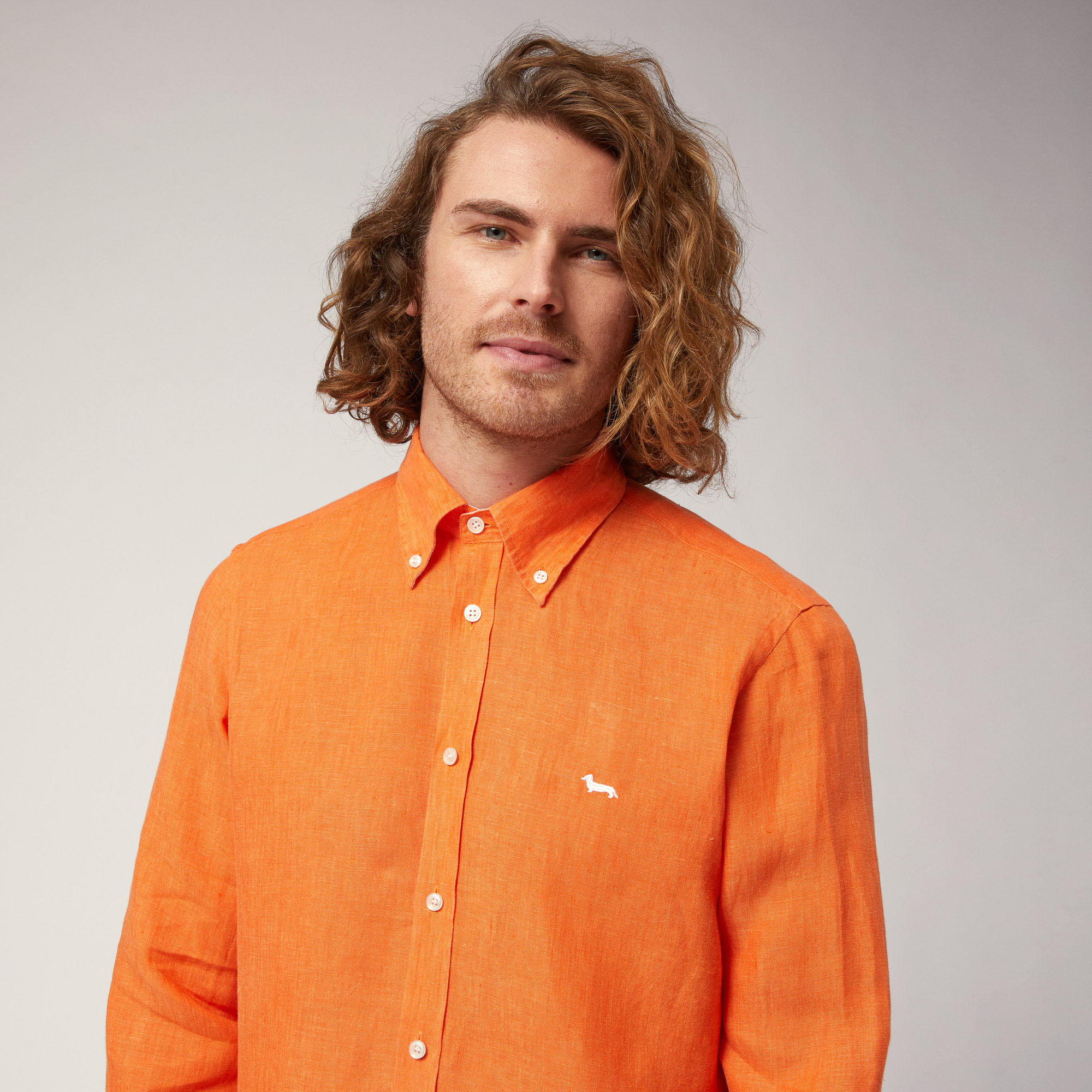 Linen Shirt, Orange, large image number 2