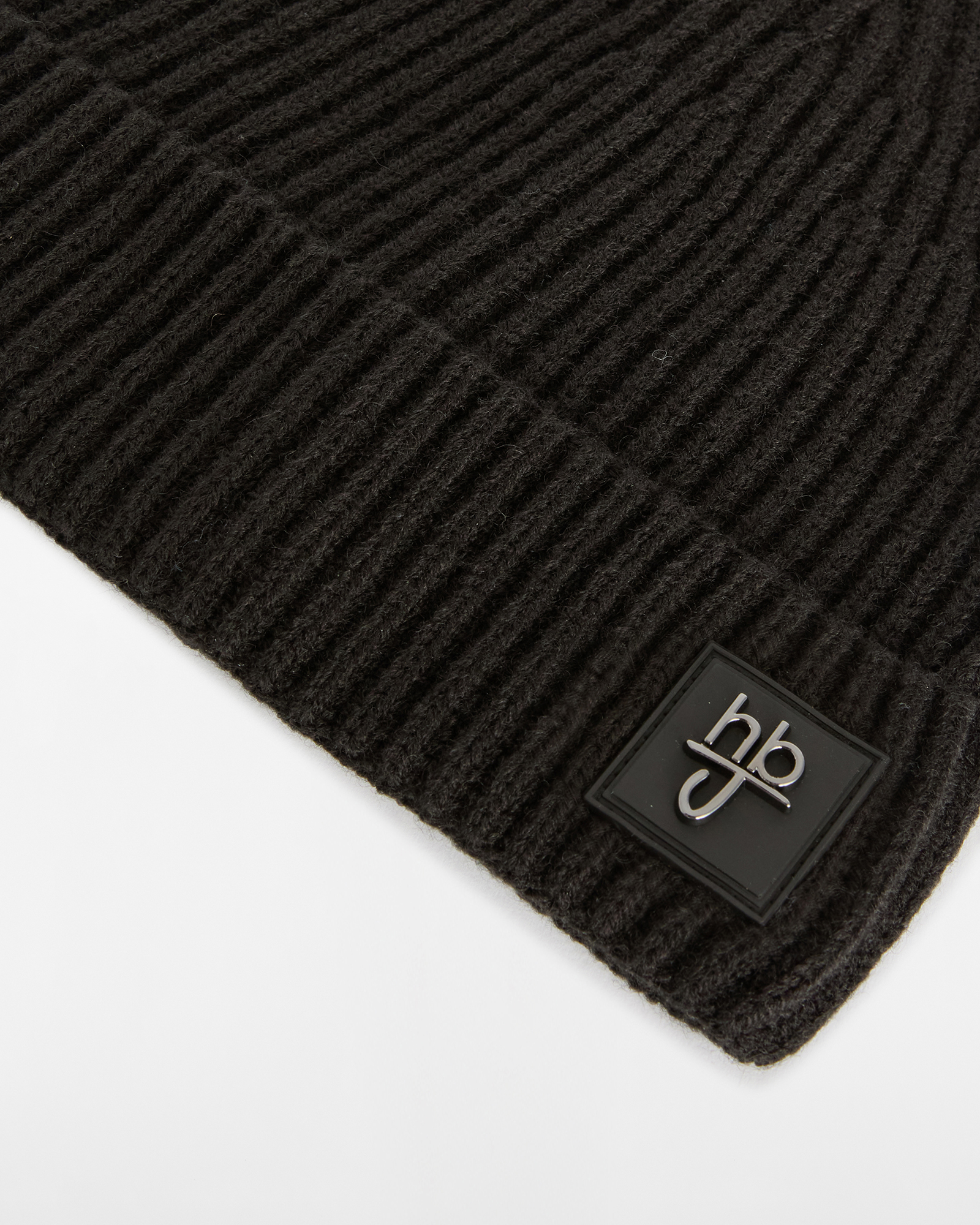 Berretto in Maglia a Costa Inglese con Patch Logo, Nero, large image number 3