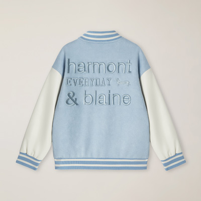 Faux leather bomber jacket with logo