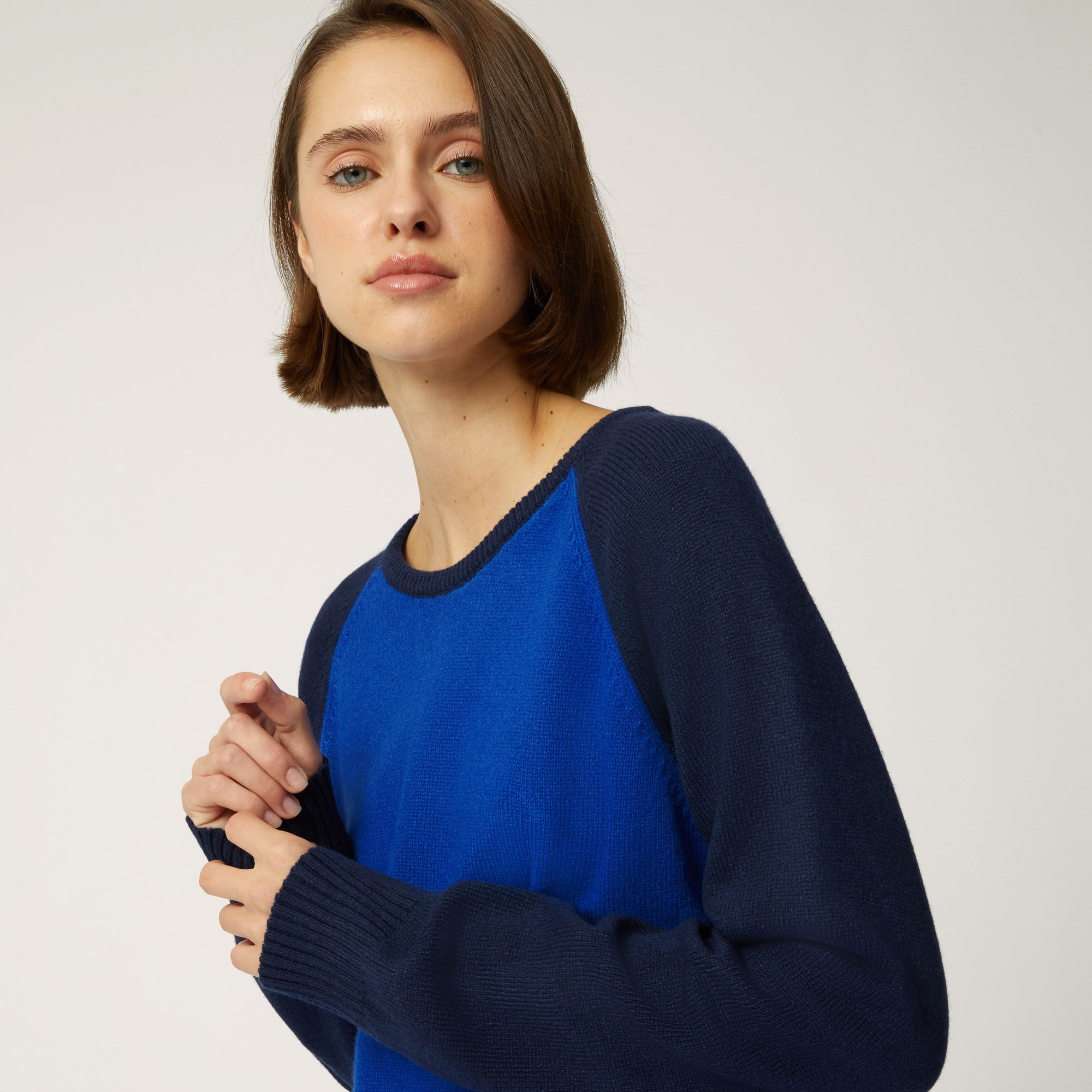 Two Tone Wool And Viscose Pullover