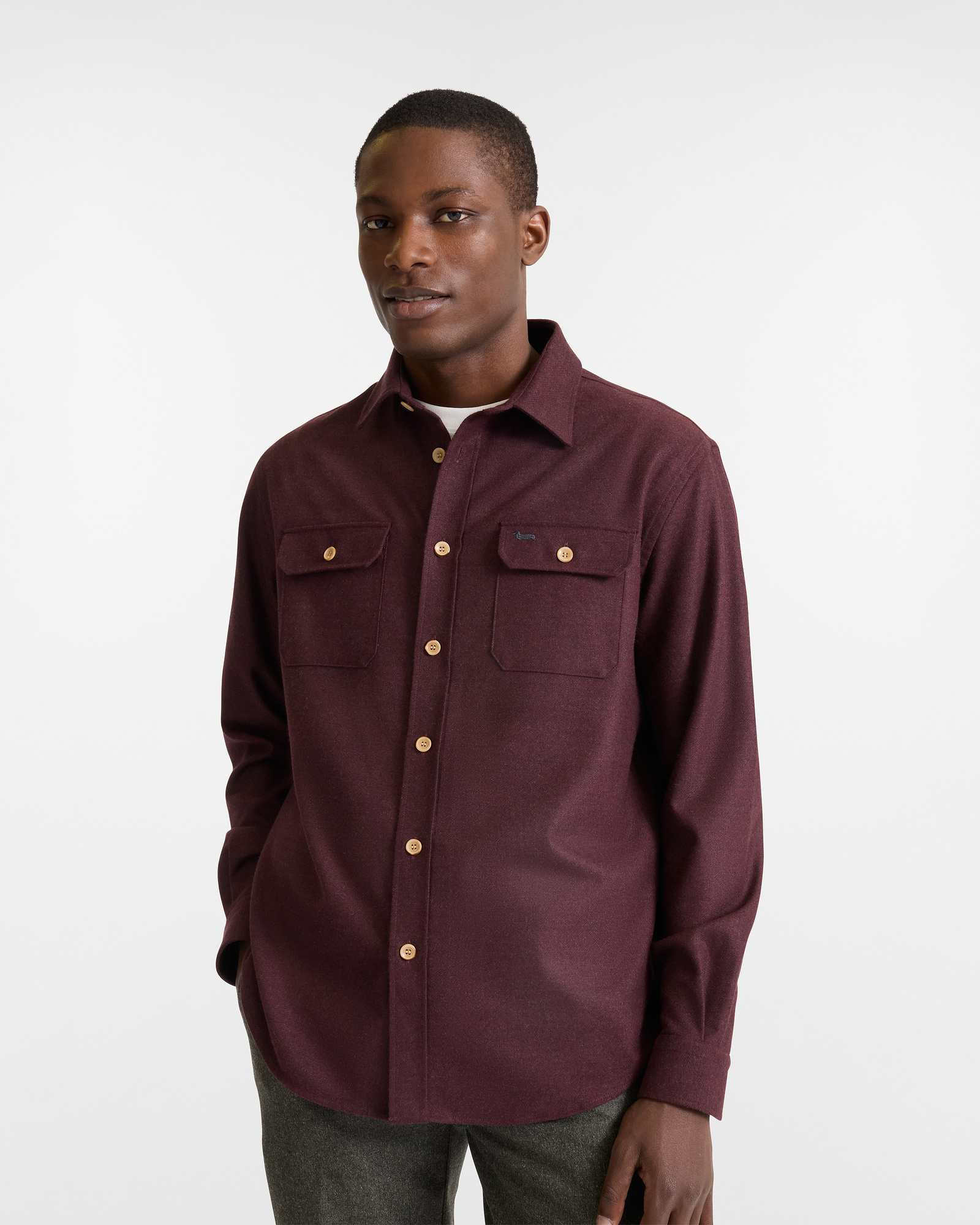 Camisa Oversize de Franela con Bolsillos Aplicados